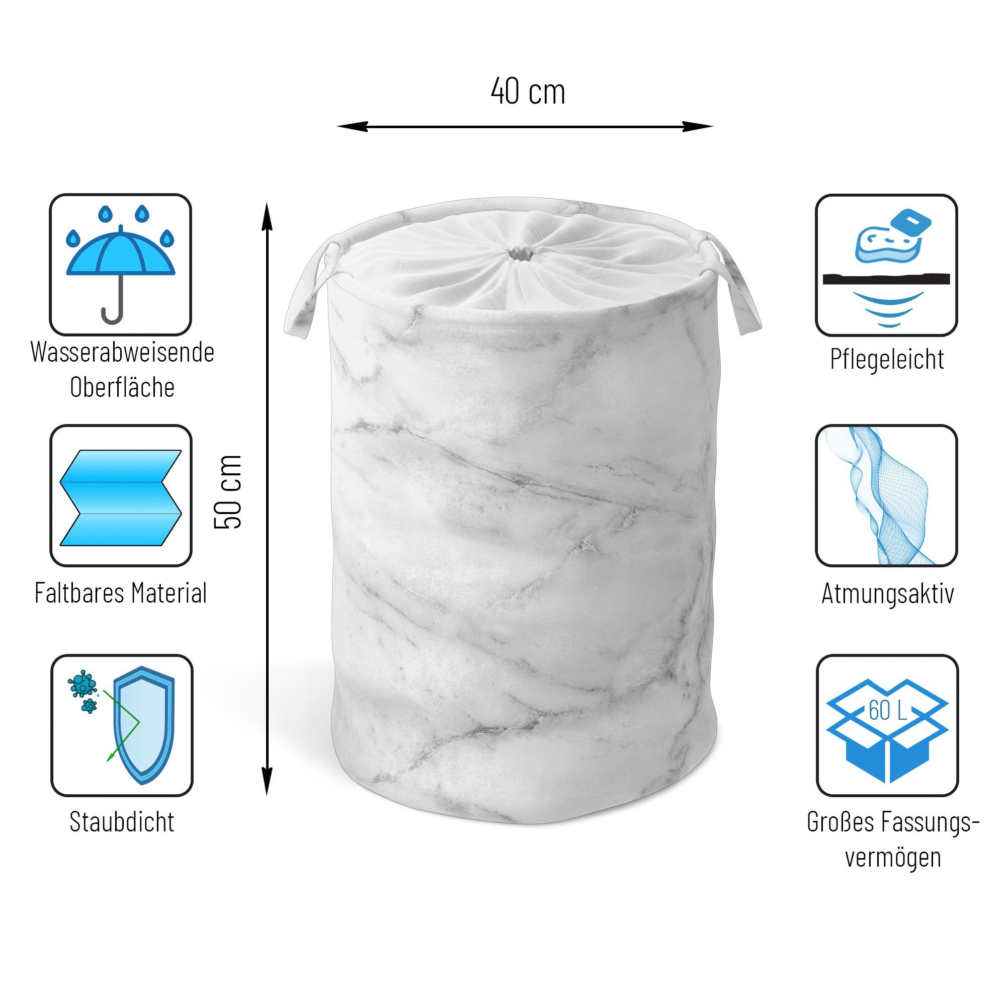 Sanilo Wäschekorb Marmor, 60 Liter, faltbar, mit Sichtschutz und Griffen, k günstig online kaufen