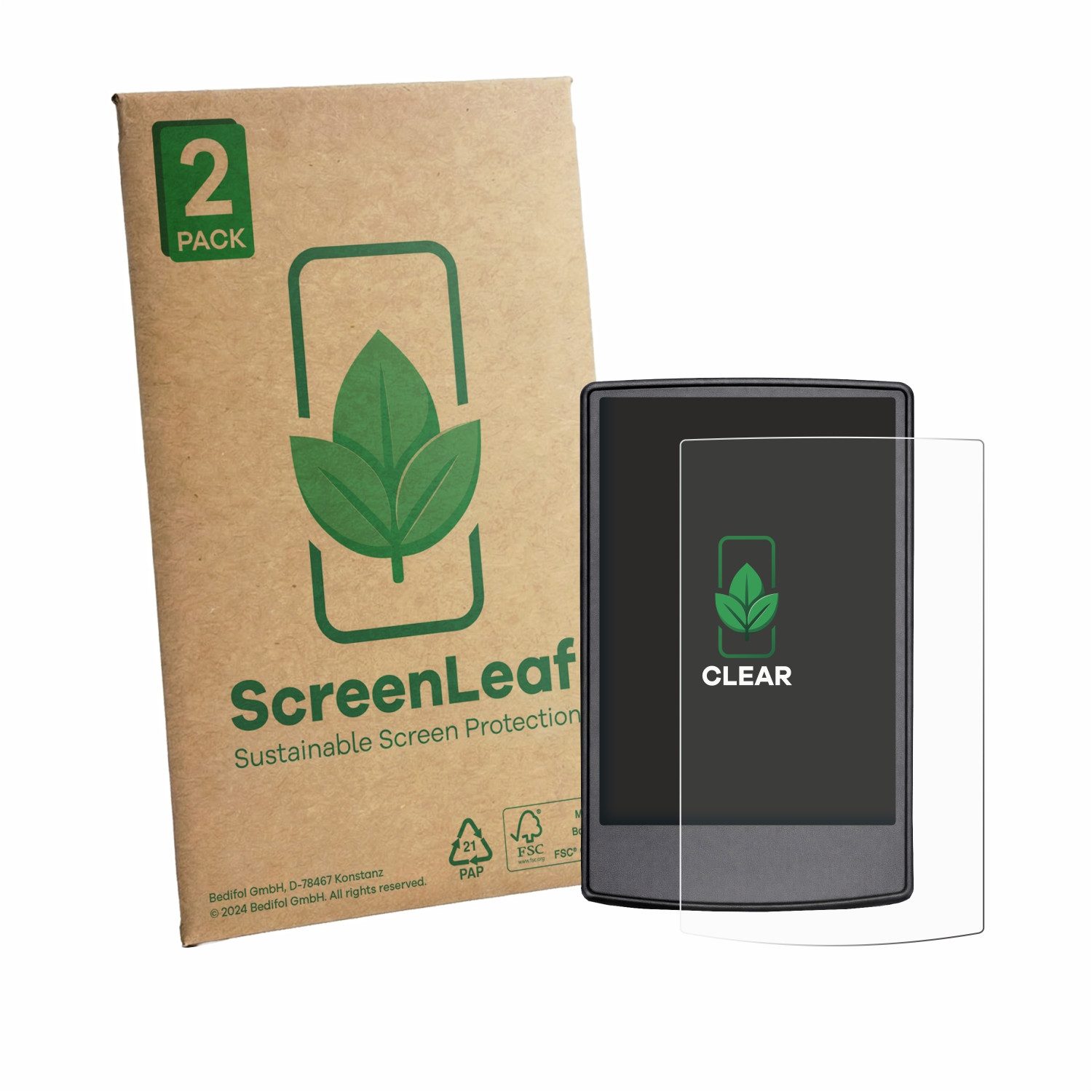 ScreenLeaf Displayschutzfolie Schutzfolie für Engwe L20 3.0 Pro, 2 Stück, nachhaltiger Displayschutz Schutz Folie Klar Transparent