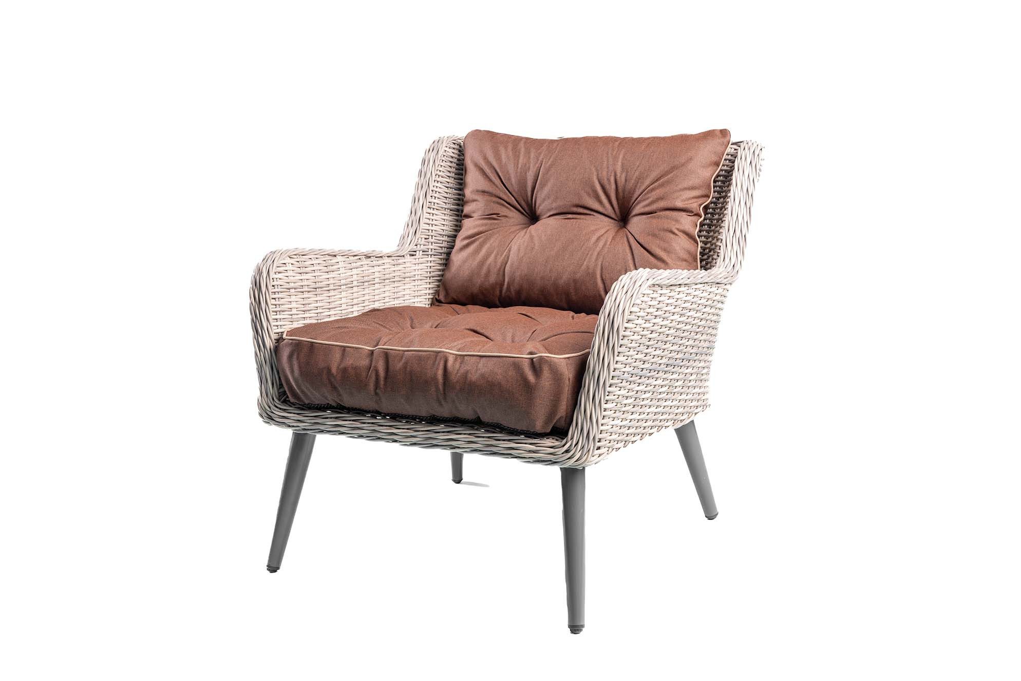 TexDeko Stuhlkissen Loungekissen 2-tlg. Set Gartenpolster für Rattanmöbel, UV-Beständig, Wasserabweisend mit Anti-Rutsch Boden