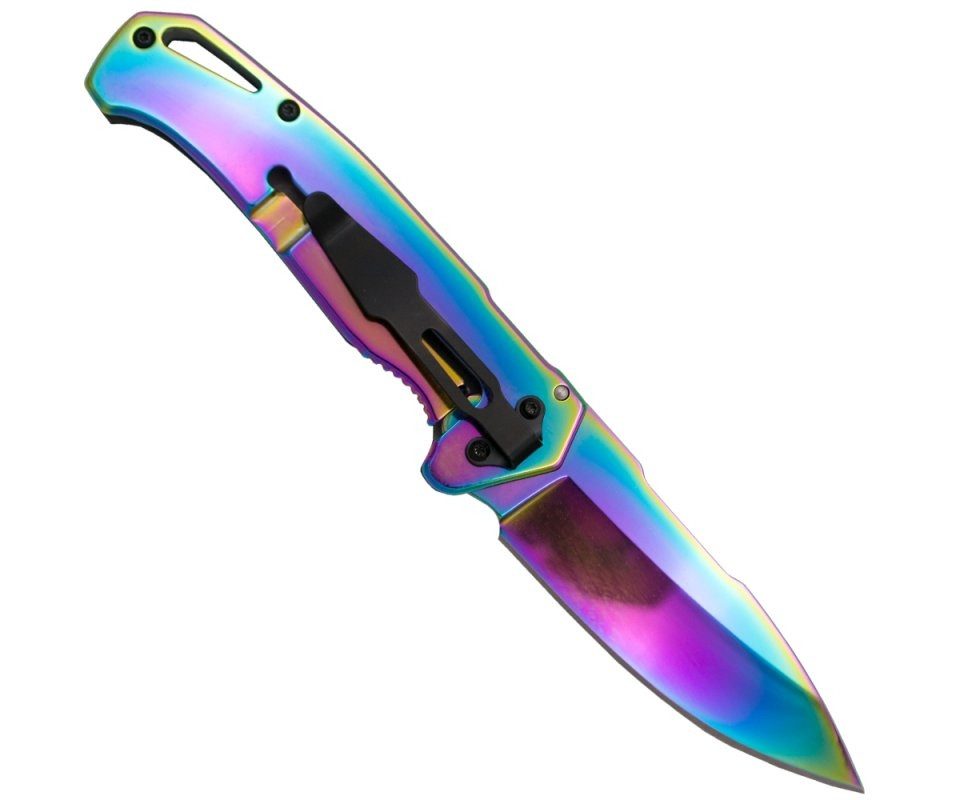 Third Taschenmesser Third Taschenmesser Demon Rainbow, bunte Klinge, 420er Stahl, Clip, (1 St), mit Gürtelclip