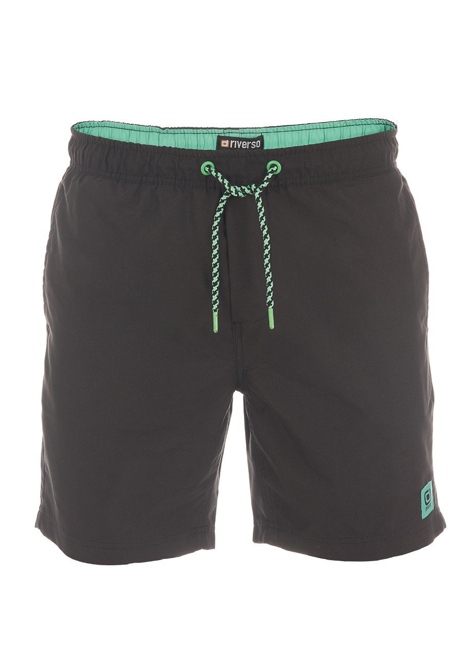 Regular Green RIVDavid Herren (1-St) riverso Sportshorts Fit Kordelzug Badehose Badeshorts mit Black (24000)