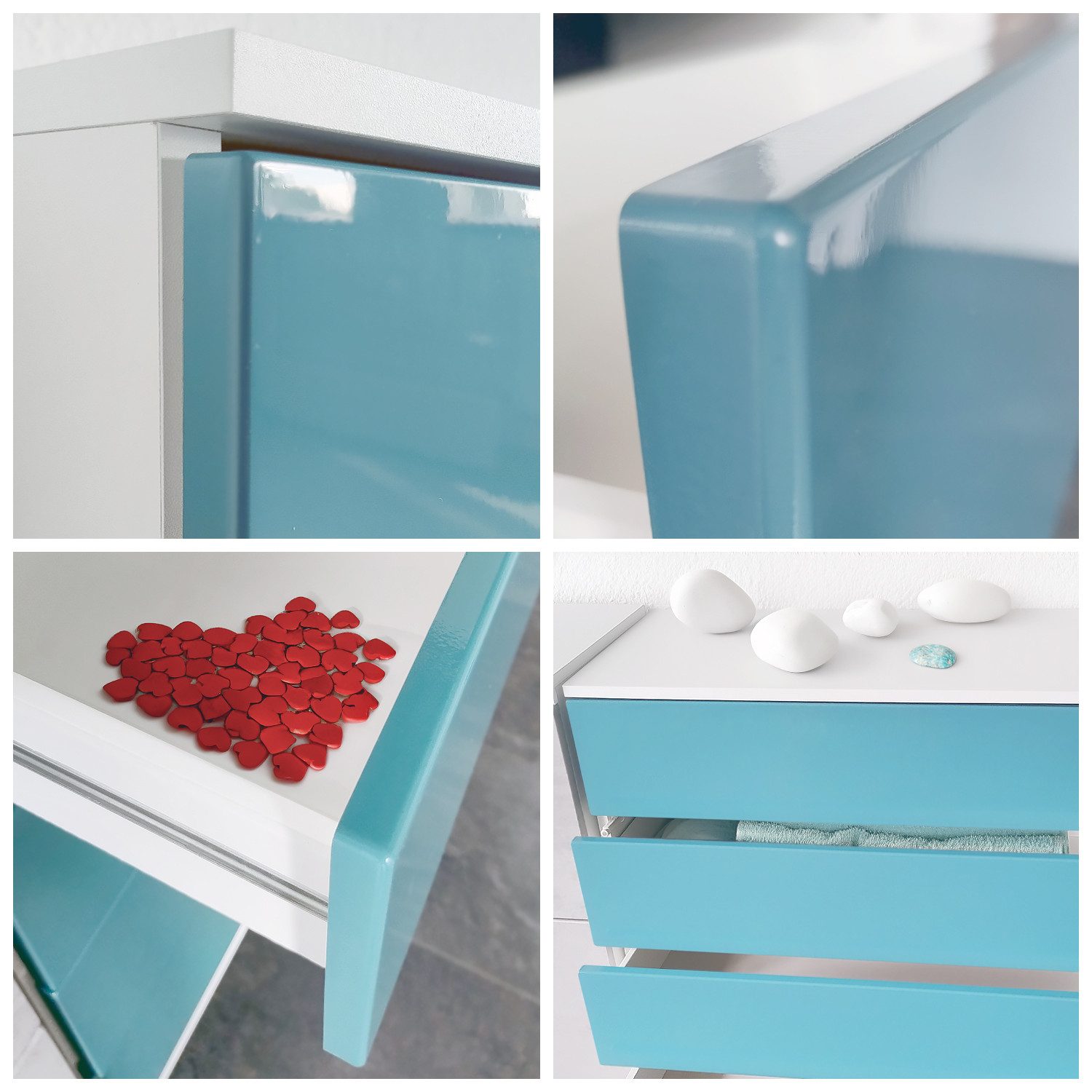 Vladon Kommode Pavos V3 (Sideboard, mit 4 Schubladen), Weiß matt/Weiß matt (76 x 76 x 35 cm)