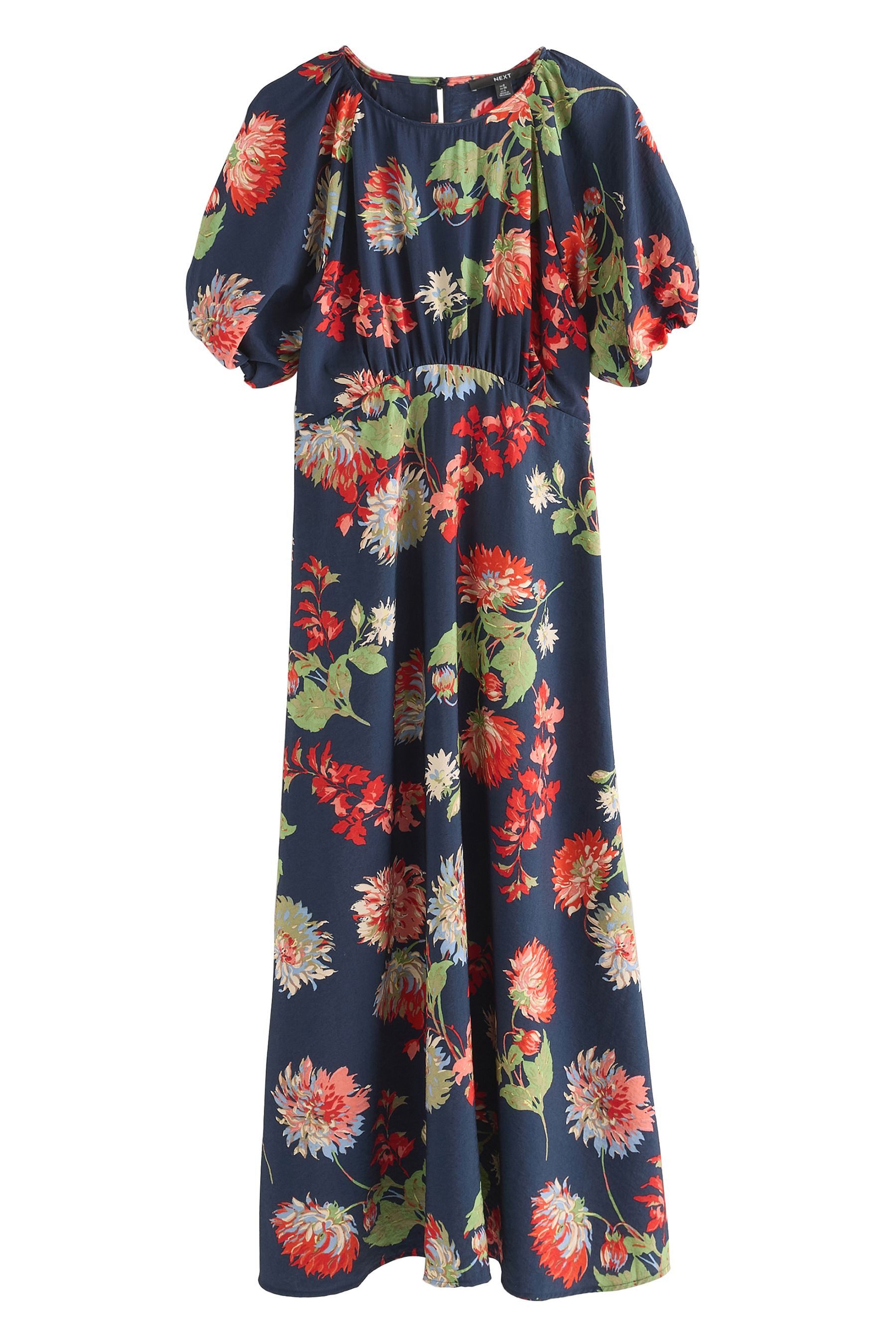 Next Midikleid Bedrucktes Midikleid mit Puffärmeln günstig online kaufen