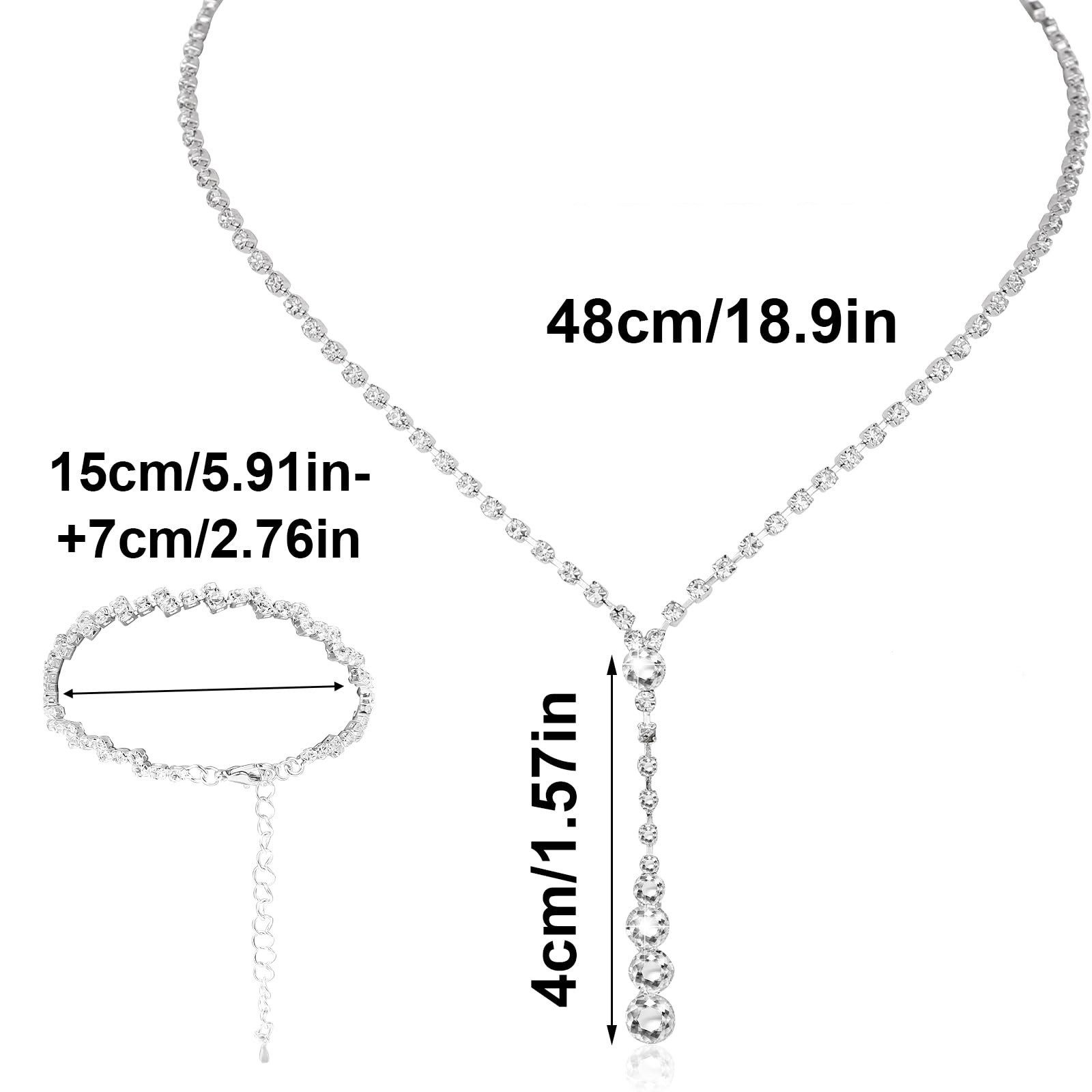 Zaewry Schmuckset Strass-Brautschmuck-Set (2-tlg), elegante Kristall-Tropfenanhänger-Halskette und Armband – Bild 4 von 5