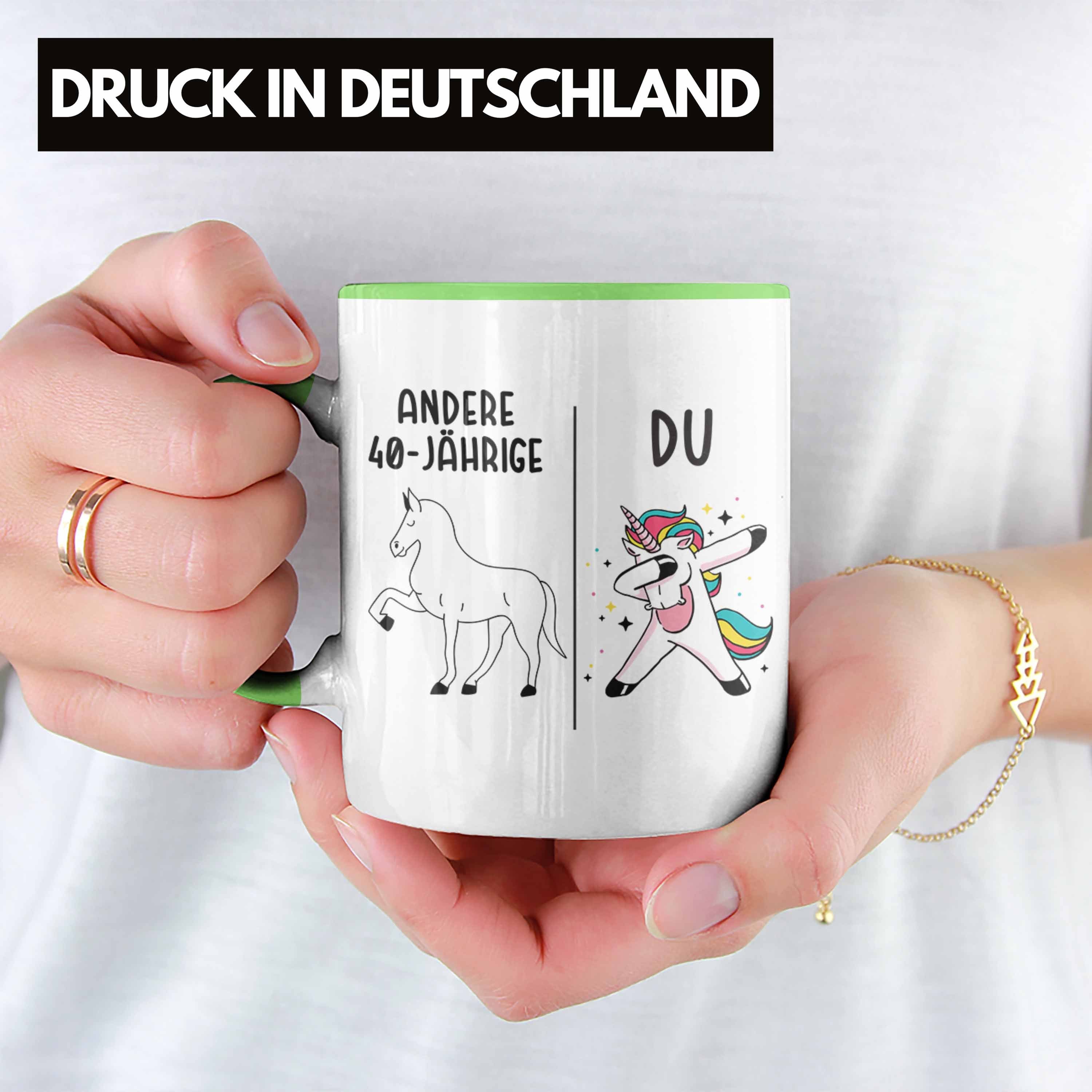 Trendation Tasse Grün - 40. Geschenk Mutter Geschenkidee Geburtstag Geburtstag Trendation Einhorn Frauen 40er Mama Tasse