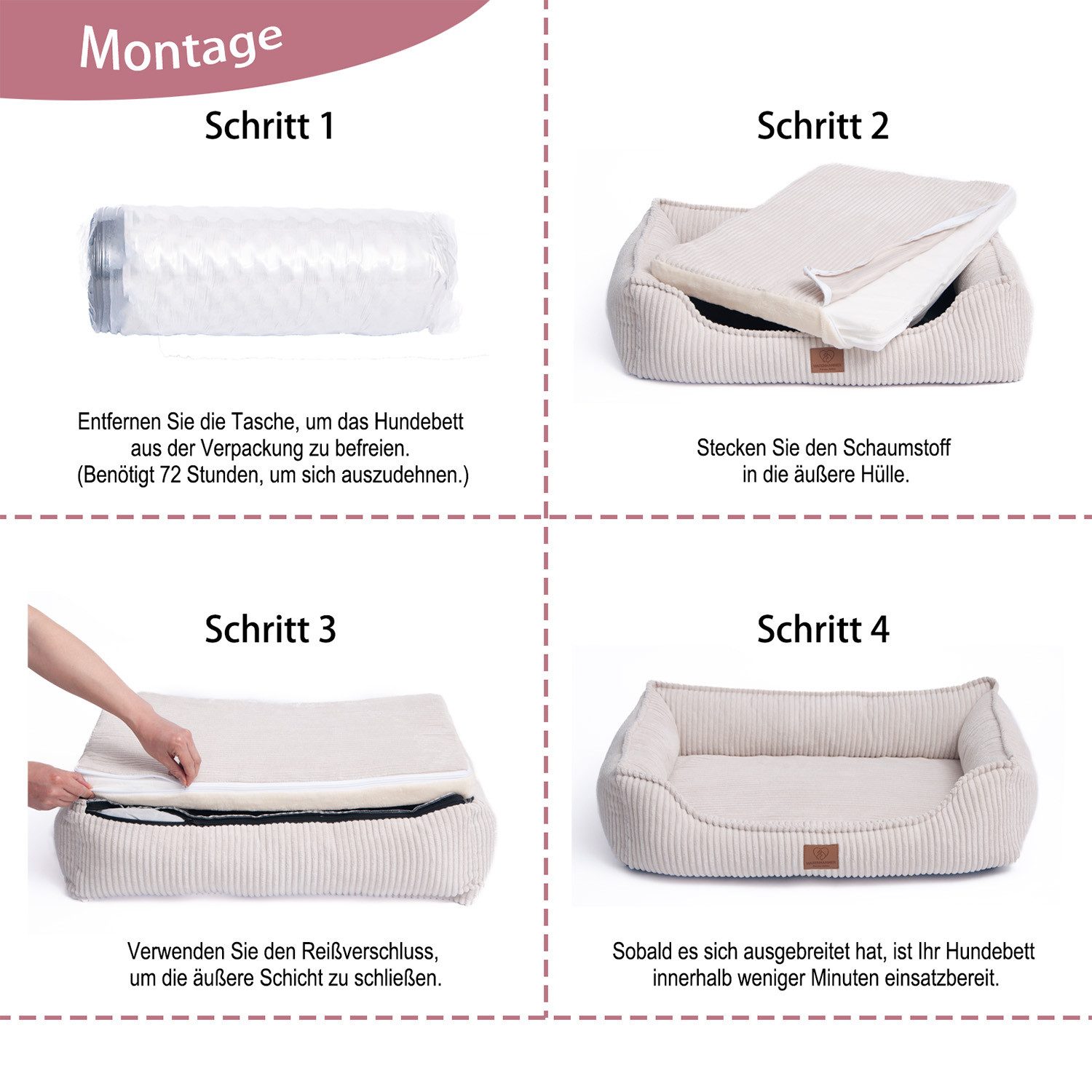 Warenhammer Hundekorb Orthopädisches Premium Hundebett, flauschig weich, abnehmbar/waschbar, Cord, wärmender Cord Bezug / herausnehmbare Innenmatratze