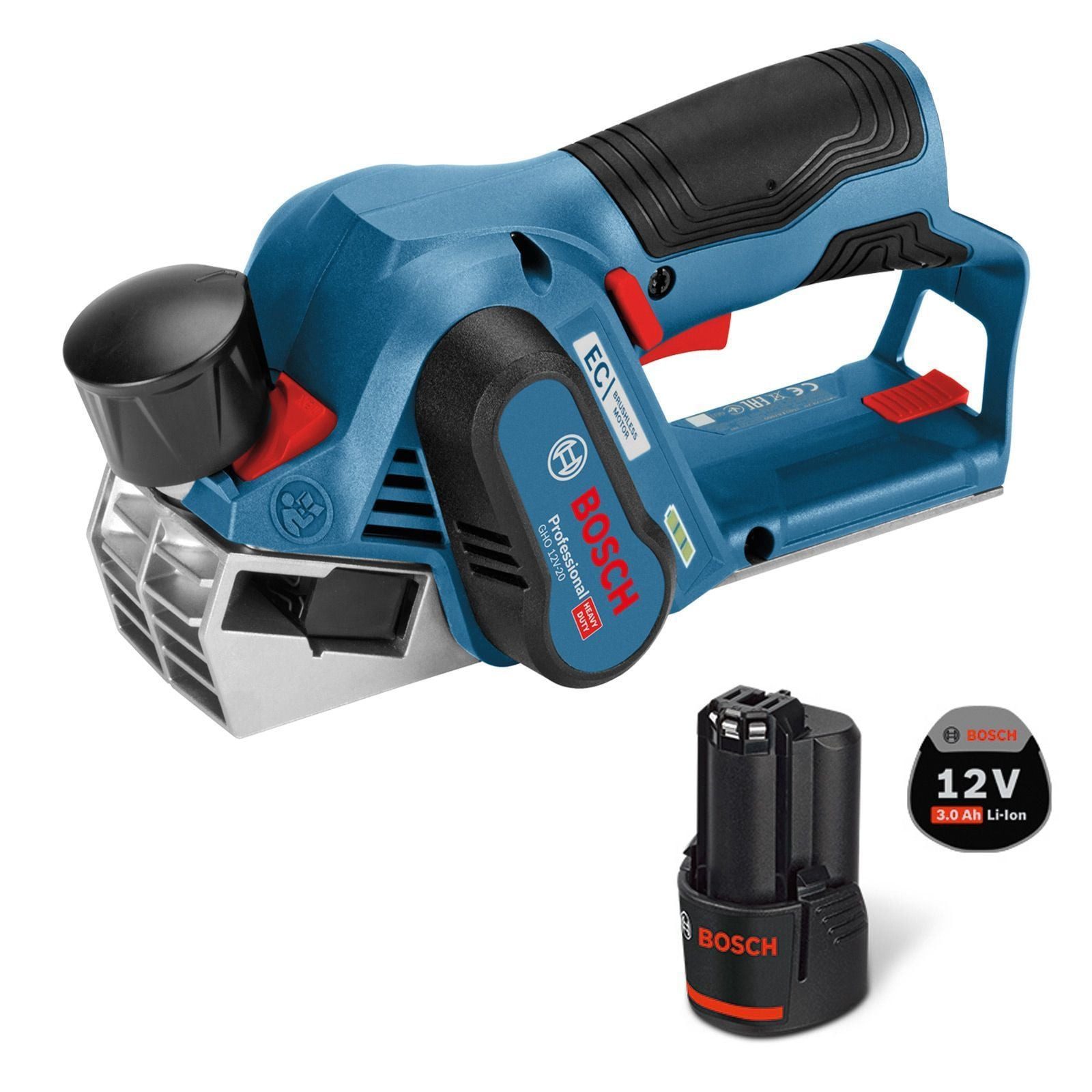 BOSCH Akku-Elektrohobel Bosch Akku-Hobel GHO 12V-20 / 1x 3,0 Ah Akku