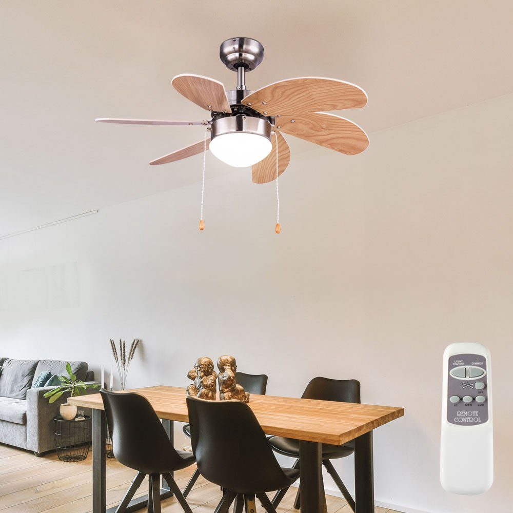 LED Decken Ventilator Lüfter Lampe 3-Stufen Wohn Ess Zimmer Vor-Rücklauf Kühler 