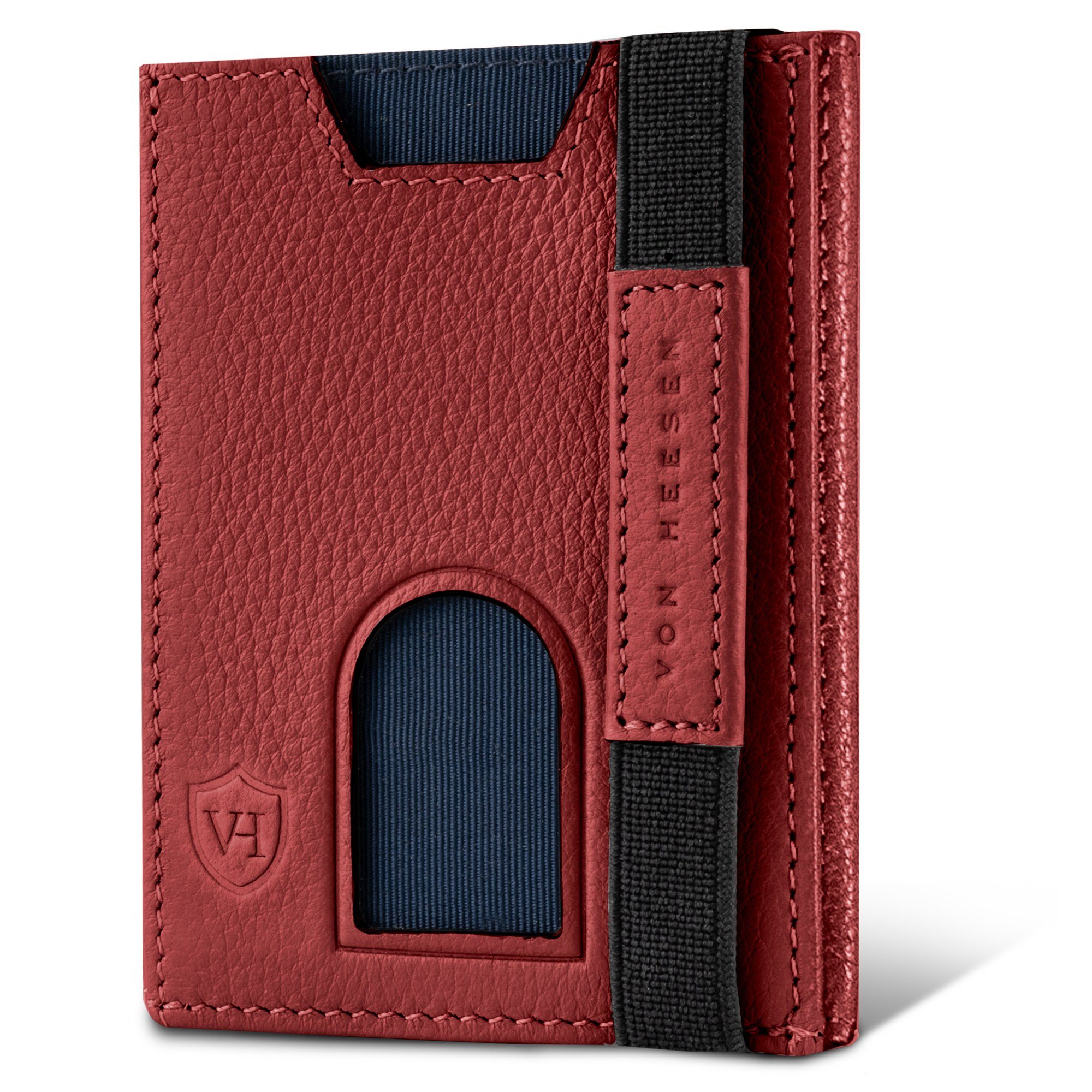 VON HEESEN Geldbörse Whizz Wallet mit 5 Kartenfächer & Mini-Münzfach, Slim Wallet Geldbeutel Portemonnaie inkl. RFID-Schutz & Geschenkbox Rot