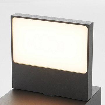 Lucande LED Außen-Wandleuchte Silvan, LED-Leuchtmittel fest verbaut, warmweiß, Modern, Aluminium, Kunststoff, grafitgrau (RAL 840-M), weiß, 1
