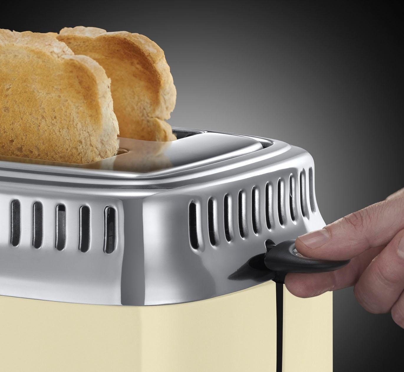 RUSSELL HOBBS Toaster 21682-56, 2 Cream kurze Beige Vintage W, Retro 1300 Schlitze