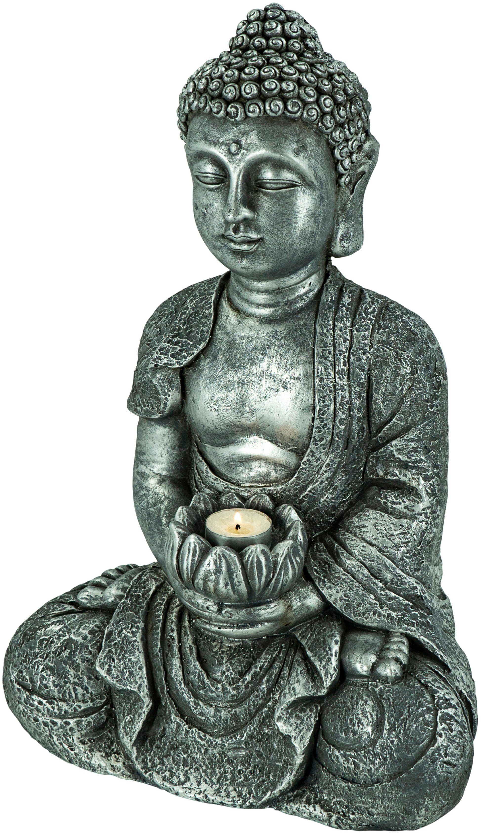 NOOR LIVING Kerzenhalter Buddha (1 St), sitzend, aus Magnesia