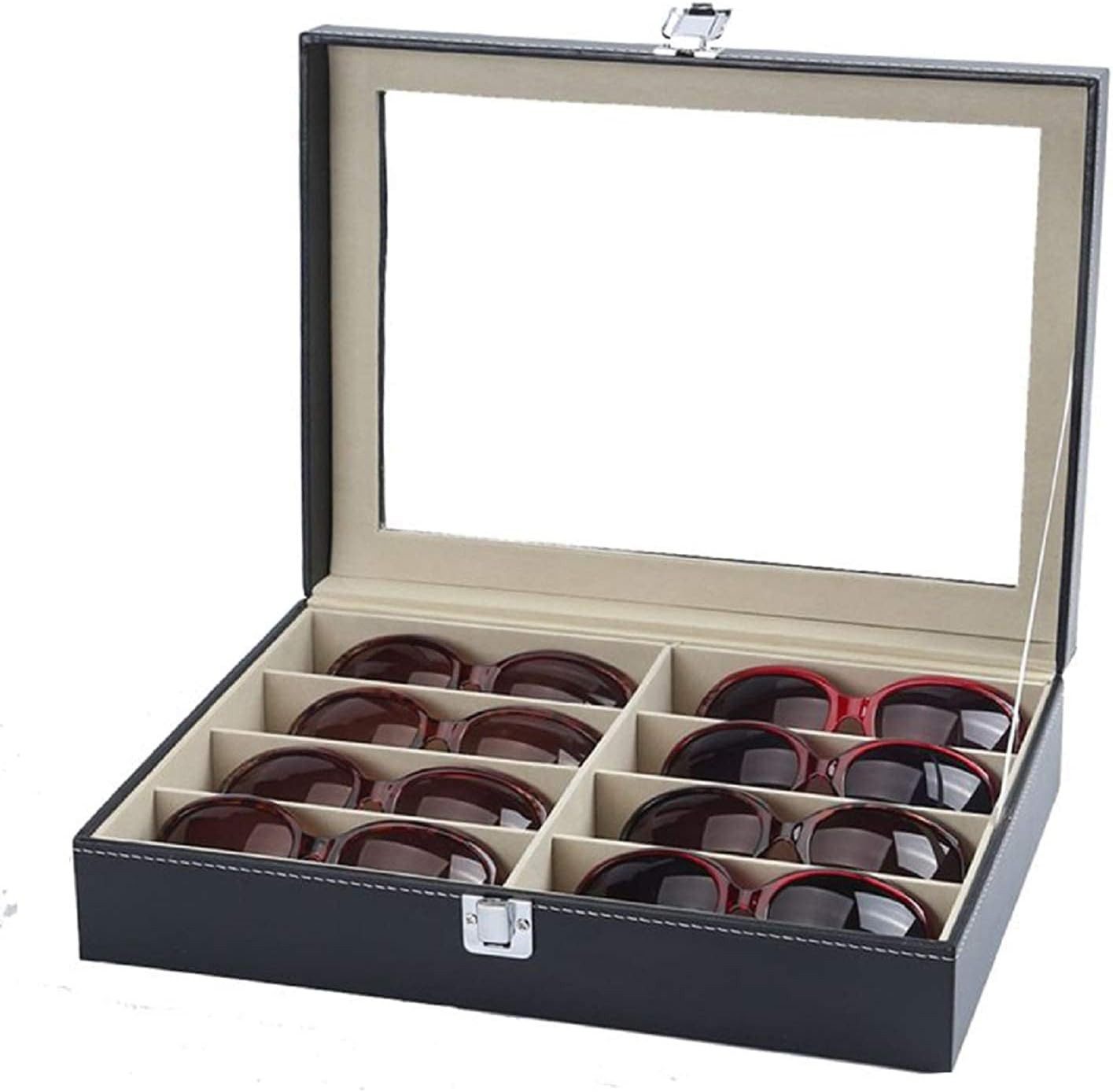 Brillenetui Brillenbox für 8 Fächer Brillen Brillenkoffer Sonnenbrillen