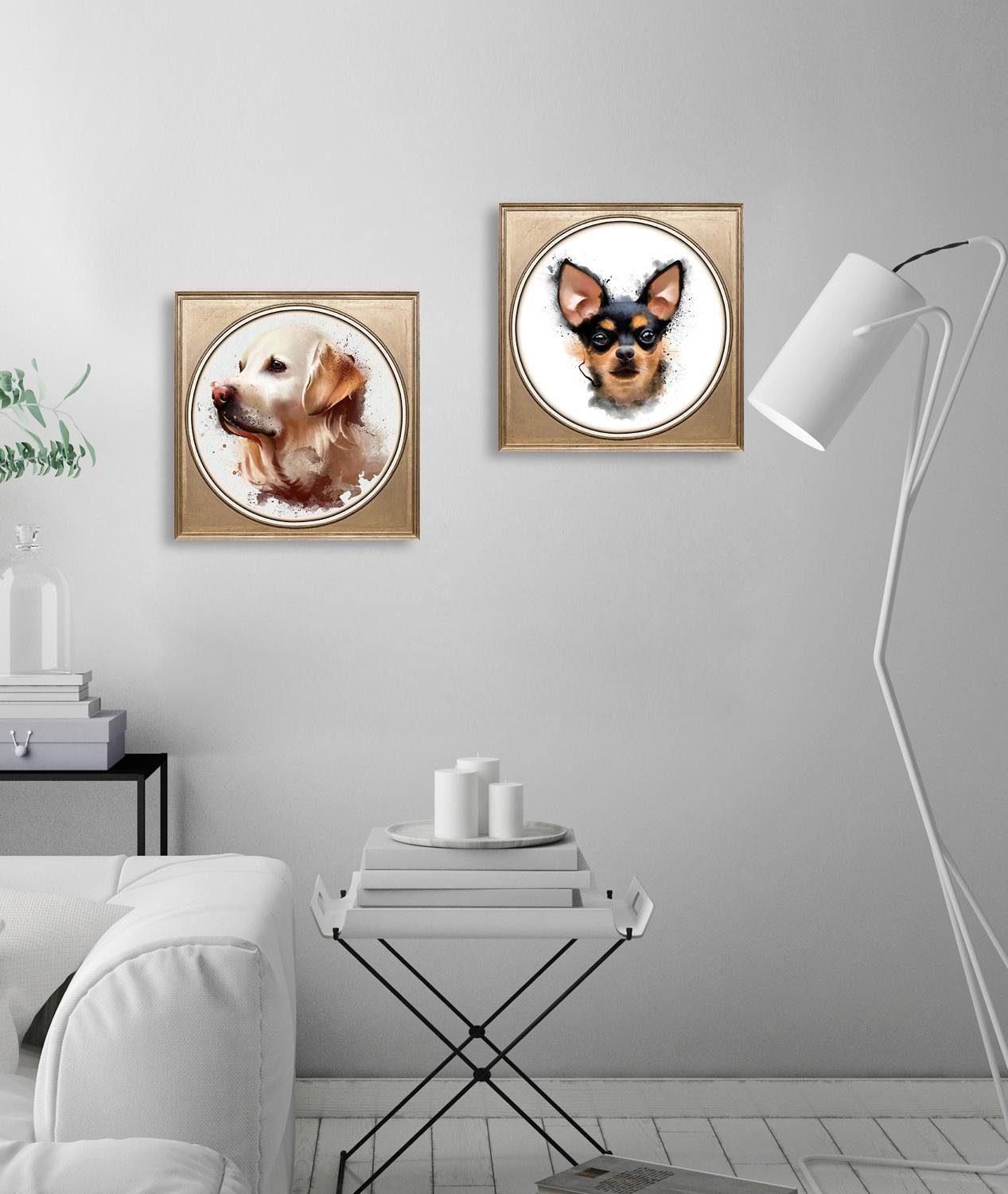 queence Acrylglasbild Golden Retriever, Gemälde, Haustiere, Hund, Hunde, Hundebilder, Kunst, Tiere, Fine Art-Print in Galeriequalität