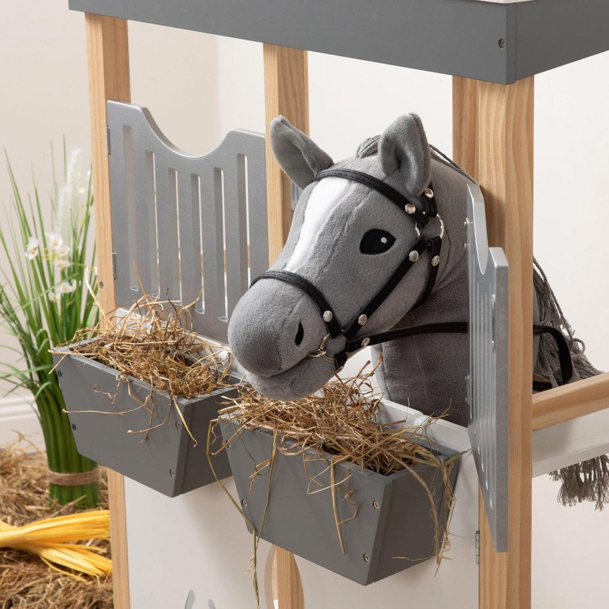 ELLA & PIET® Steckenpferd Hobby Horse SMOKEY mit Tasche (Grau)