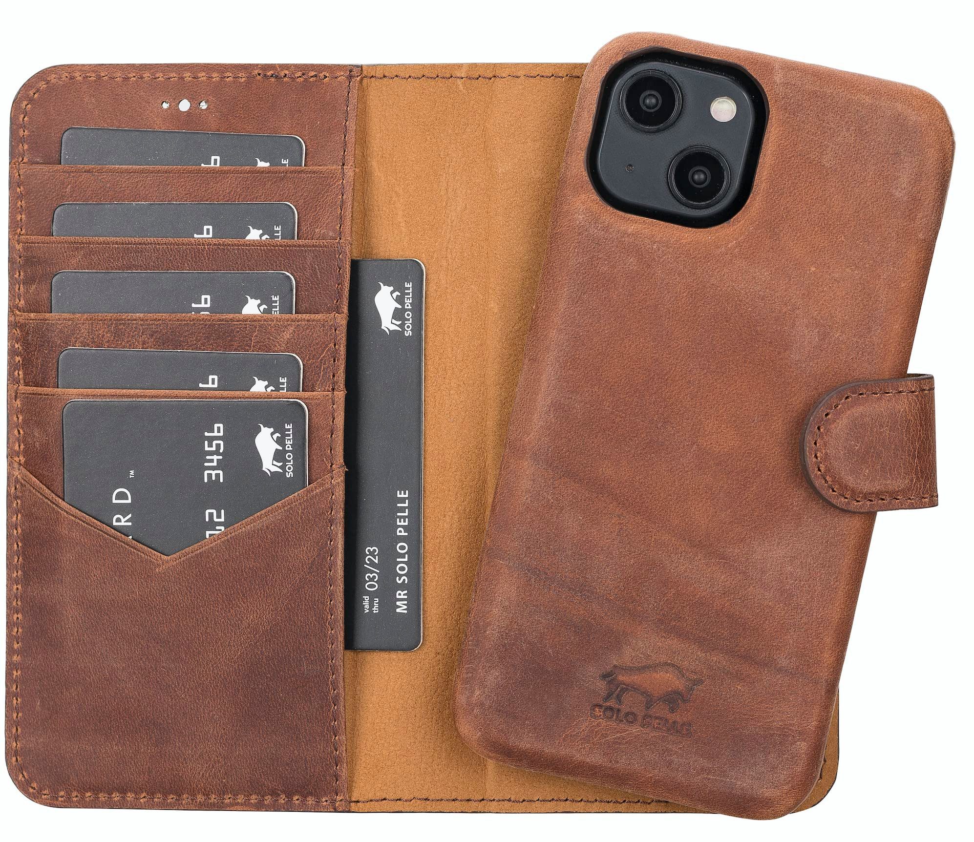 Solo Pelle Smartphonetasche Lederhülle für iPhone 14 6.1 Zoll abnehmbare Hülle inkl. Kartenfächer
