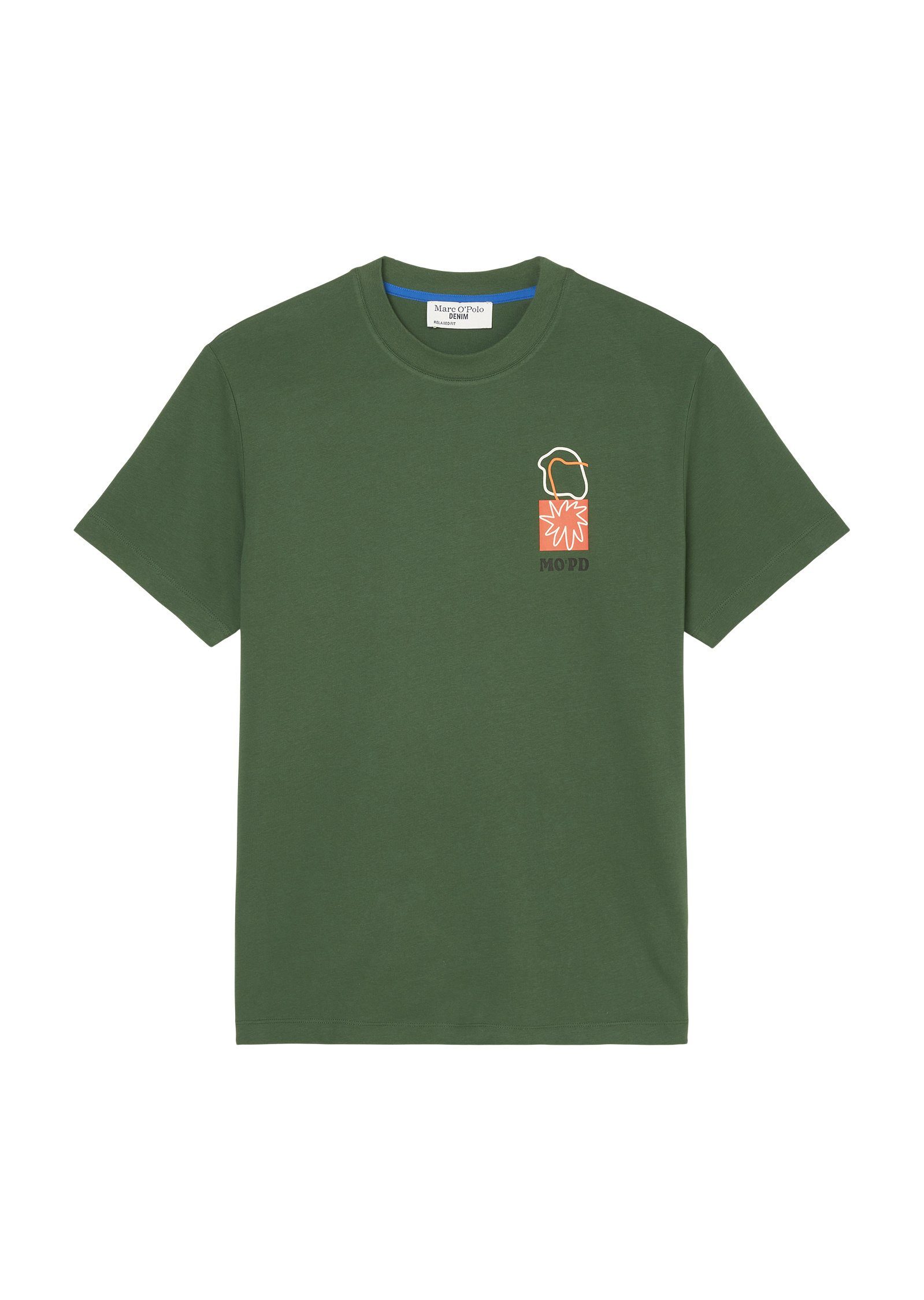 nach grün Marc O'Polo je Farbe Rückenprint T-Shirt markantem mit DENIM