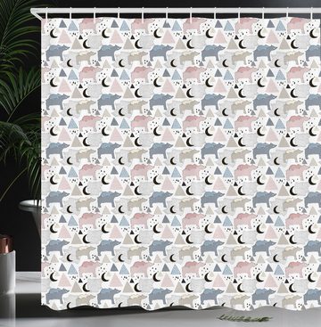Abakuhaus Duschvorhang Moderner Digitaldruck mit 12 Haken auf Stoff Wasser Resistent Breite 175 cm, Höhe 180 cm, Gekritzel Pastell Polar Bear Pattern