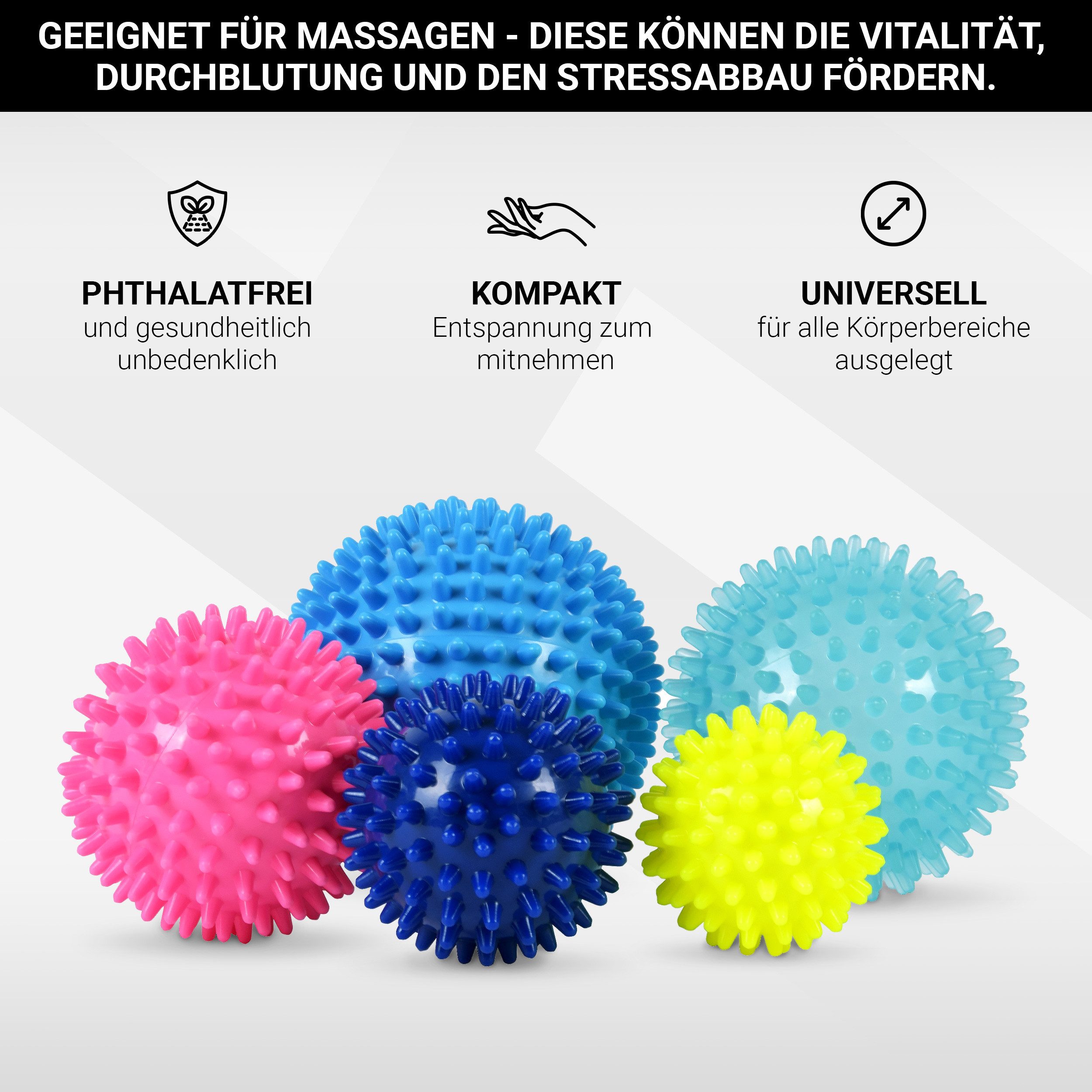 MSports® Gymnastikball Massageball 5er Set Igelball