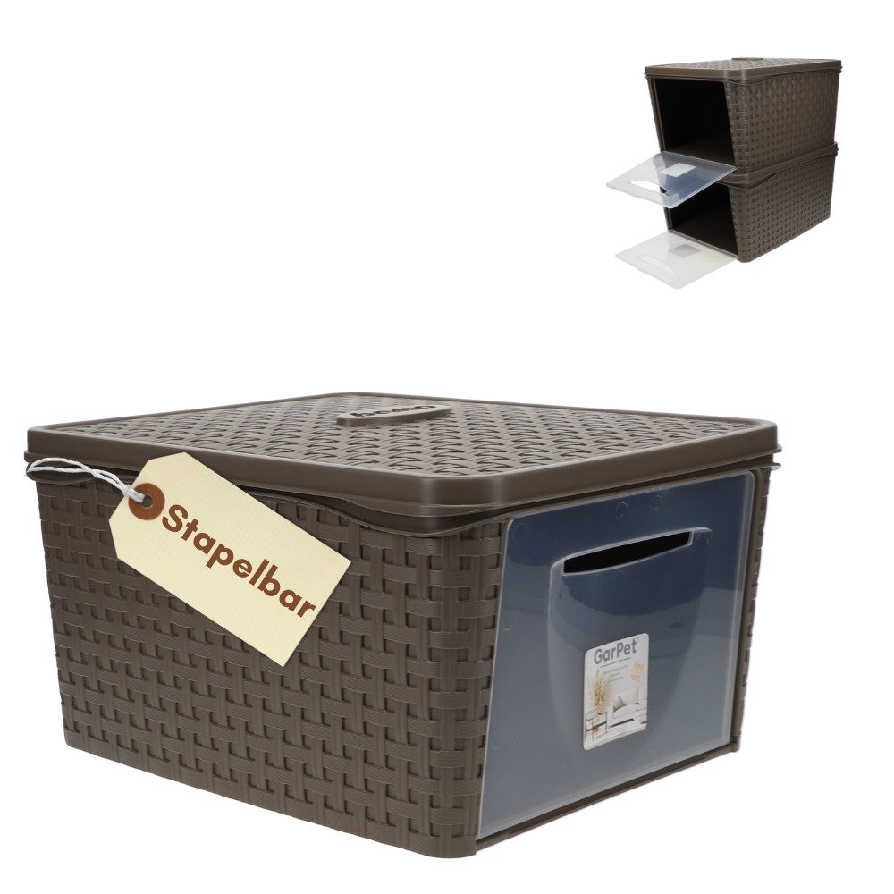 GarPet Aufbewahrungskorb Aufbewahrungsbox mit Deckel Frontöffnung Schrank Organizer Stapelbox