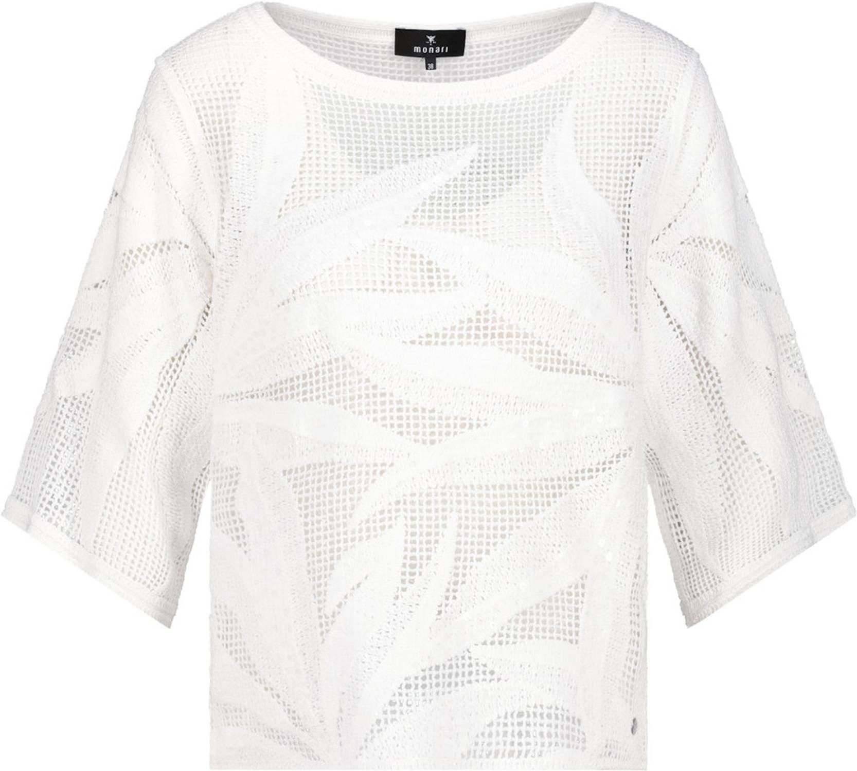 Monari Rundhalspullover 410921 einem eleganten und transparenten Cornellymuster