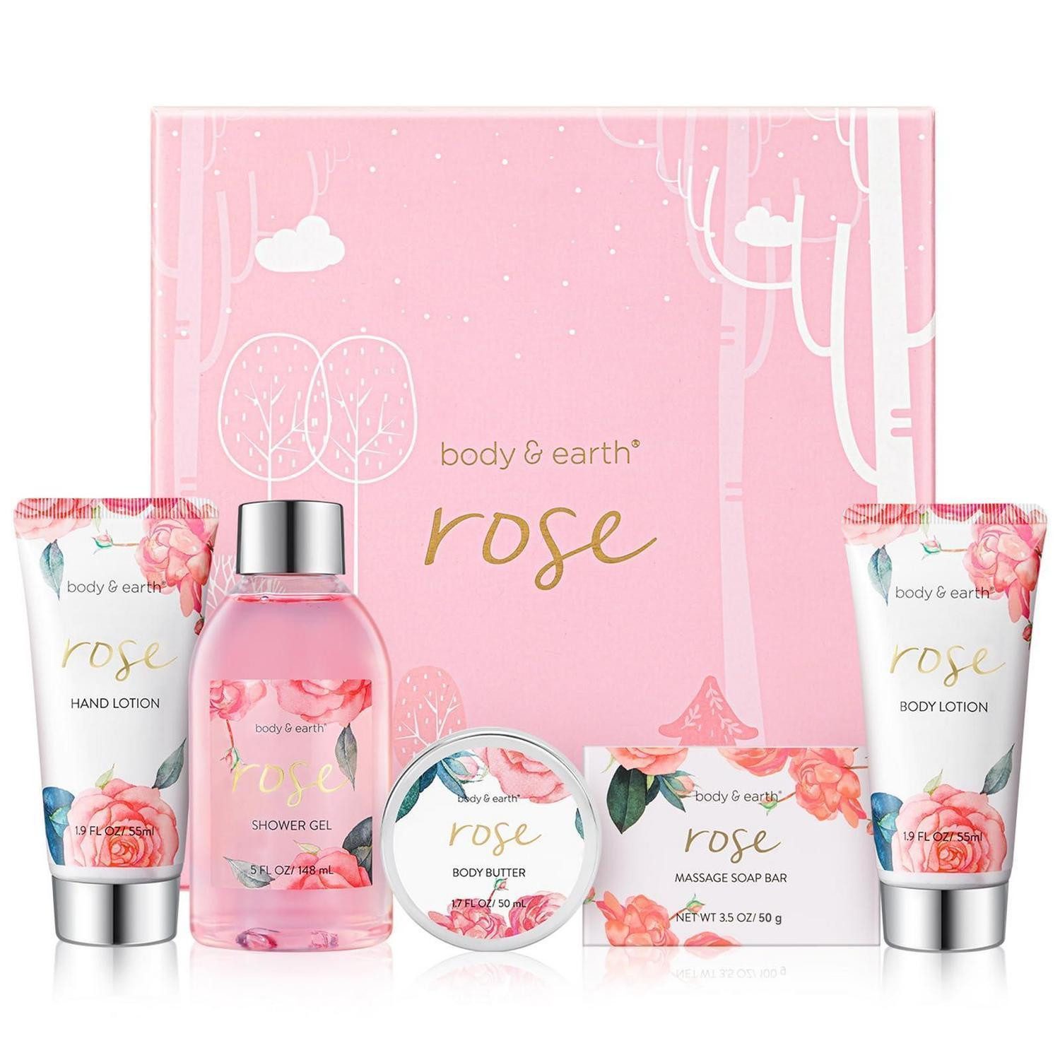 LuxusKollektion Pflege-Geschenkbox Geschenkset Damen Rose 5tlg Duft Wellness
