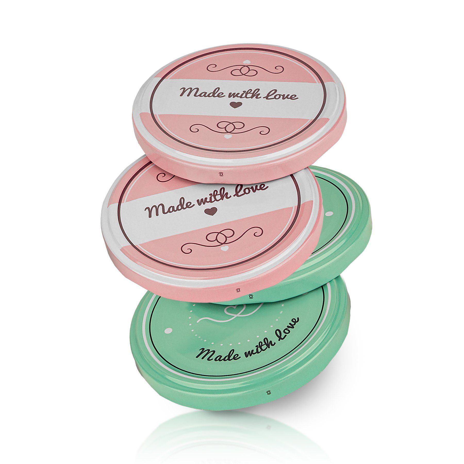 BigDean Marmeladenglas 40er Set Ersatzdeckel und Marmeladengläser für Einmachgläser Grün Rosa