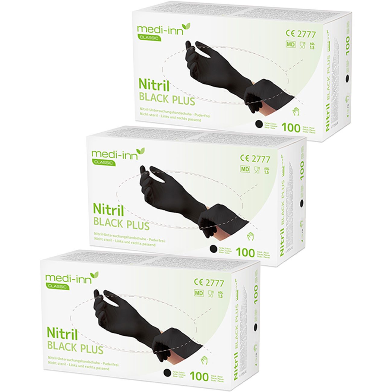 Work-Inn Einweghandschuhe Nitrilhandschuhe M Schwarz 100 Stk Puderfrei Einweg Handschuhe AQL 1.5 (300-St., 100 St., 200 St., 300 St) Puderfrei, Grip & Lebensmittel-Echt