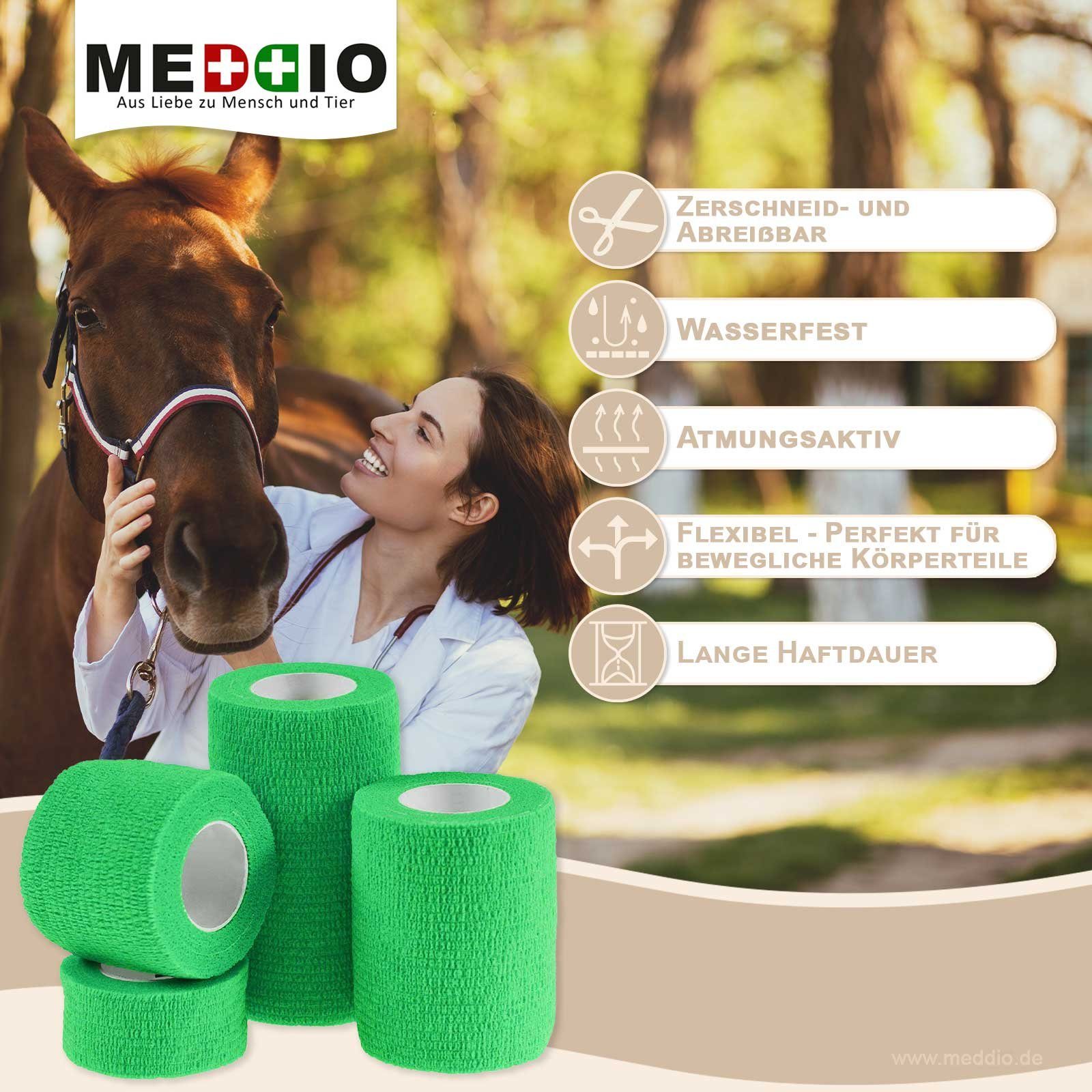 Haftbandage green 7,5cm light meDDio 1 Pferdebandage Selbsthaftende Bandage / Fixierbinde