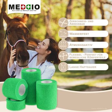 meDDio Pferdebandage 1 Haftbandage Selbsthaftende Bandage / Fixierbinde 7,5cm light green