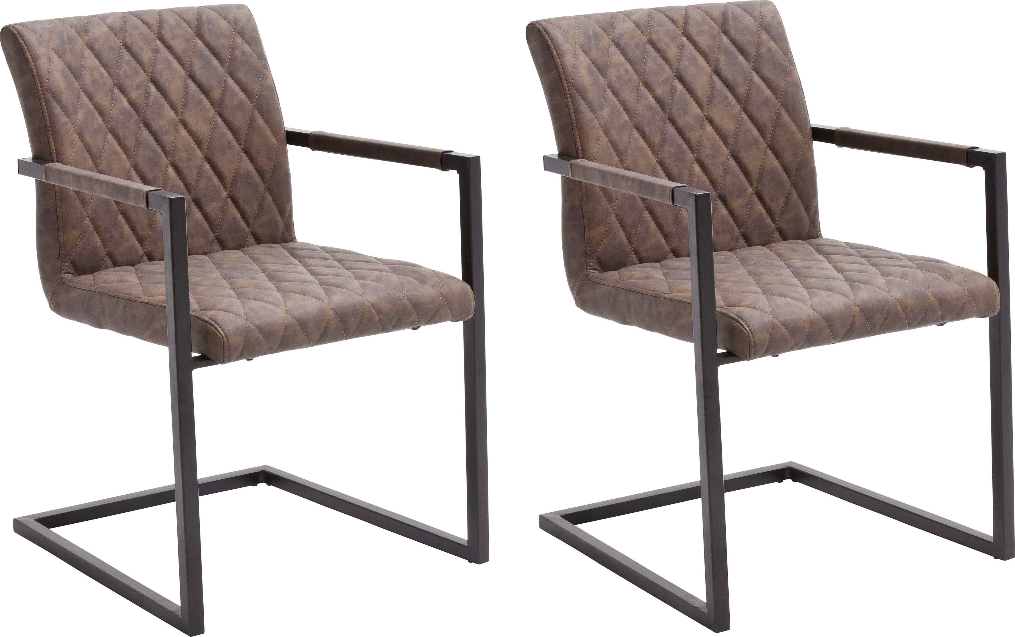 Freischwinger furniture Kunstleder braun 120 oder belastbar | bis Armlehne, mit St), 2 Vintage kg ohne Stuhl Kian (Set, Braun MCA