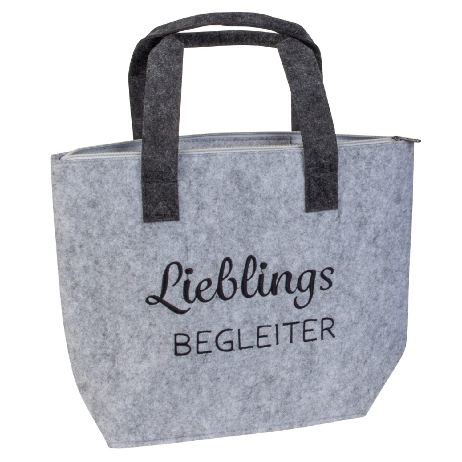 Macosa Home Aufbewahrungstasche Filztasche Lieblingsbegleiter mit Reißverschluss (Tragetasche Filz, 1-tlg., Einkaufstasche Alltagstasche Aufbewahrungstasche), Hellgrau od. Dunkelgrau 39 cm