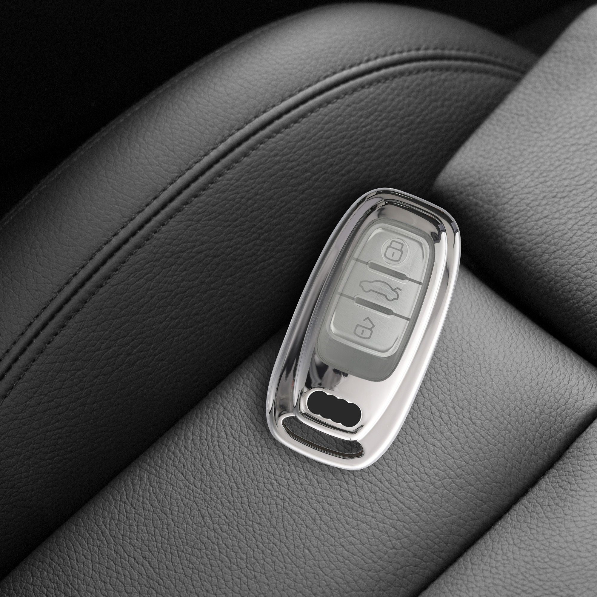 Strasssteinen Schlüsseltasche Keyless, Autoschlüssel kwmobile Hardcover für Audi Autoschlüssel 3-Tasten Hülle mit