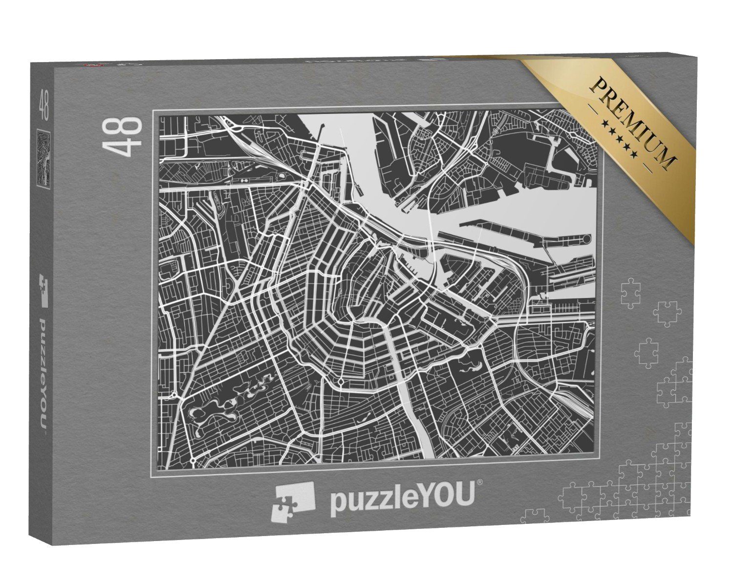 puzzleYOU Puzzle Stilisierte Karte von Amsterdam, 48 Puzzleteile, puzzleYOU-Kollektionen Amsterdam