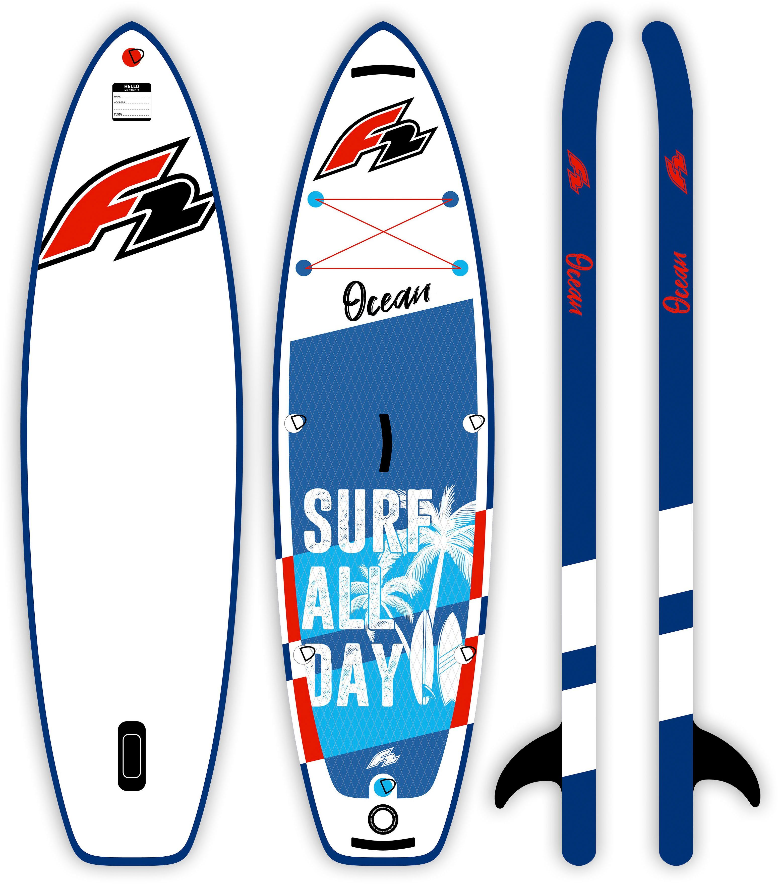 F2 Inflatable SUP-Board Ocean Boy Kids blue, (Packung, 5 tlg) | SUP-Boards