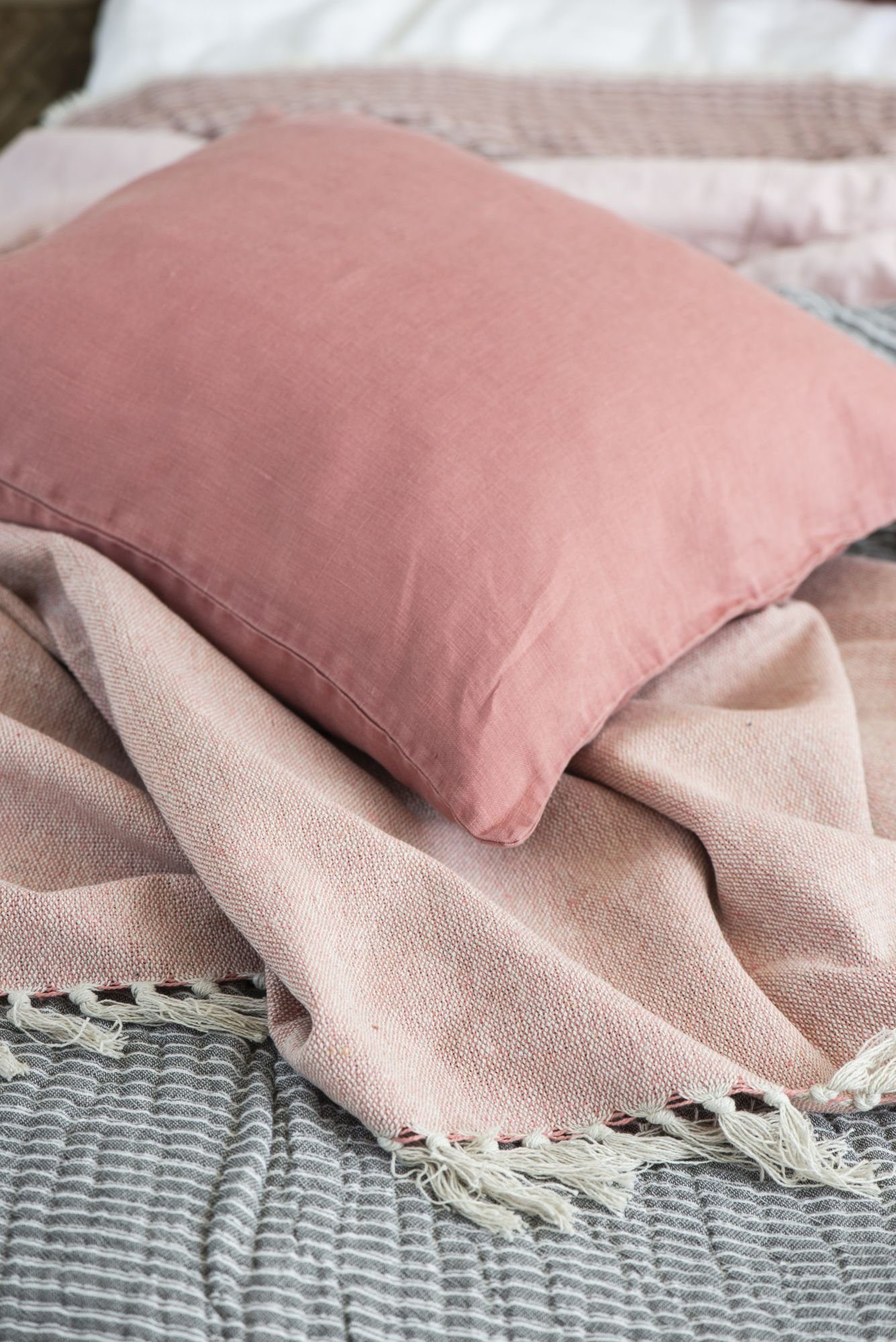 Wohndecke Decke Plaid Kuscheldecke Wohndecke Rose Rot Creme 130x160cm Ib, Ib Laursen