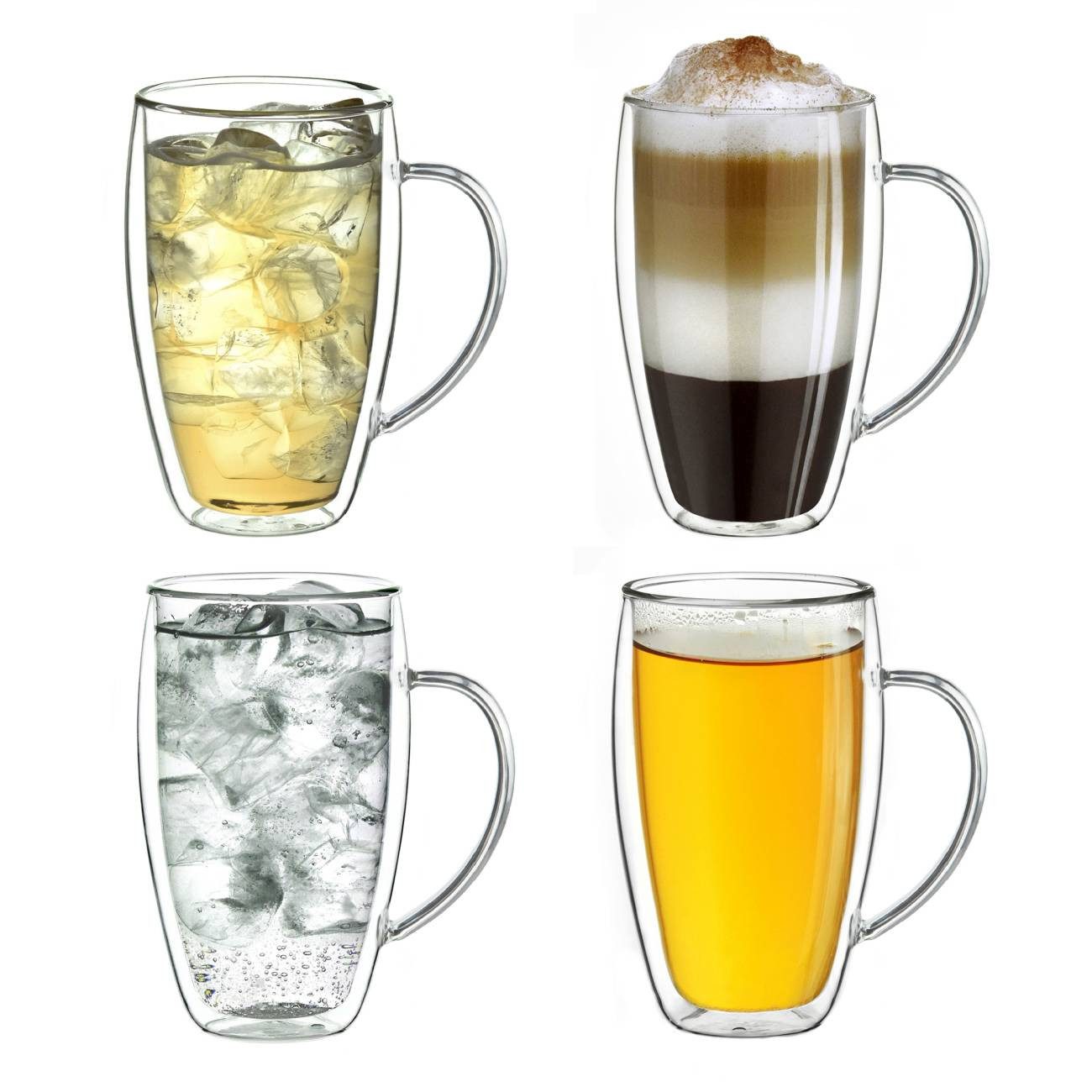 Creano Teeglas Thermoglas mit Henkel „DG-SHH“ 250 ml, 4er Set, 4-tlg., Borosilikatglas, 4 Gläser