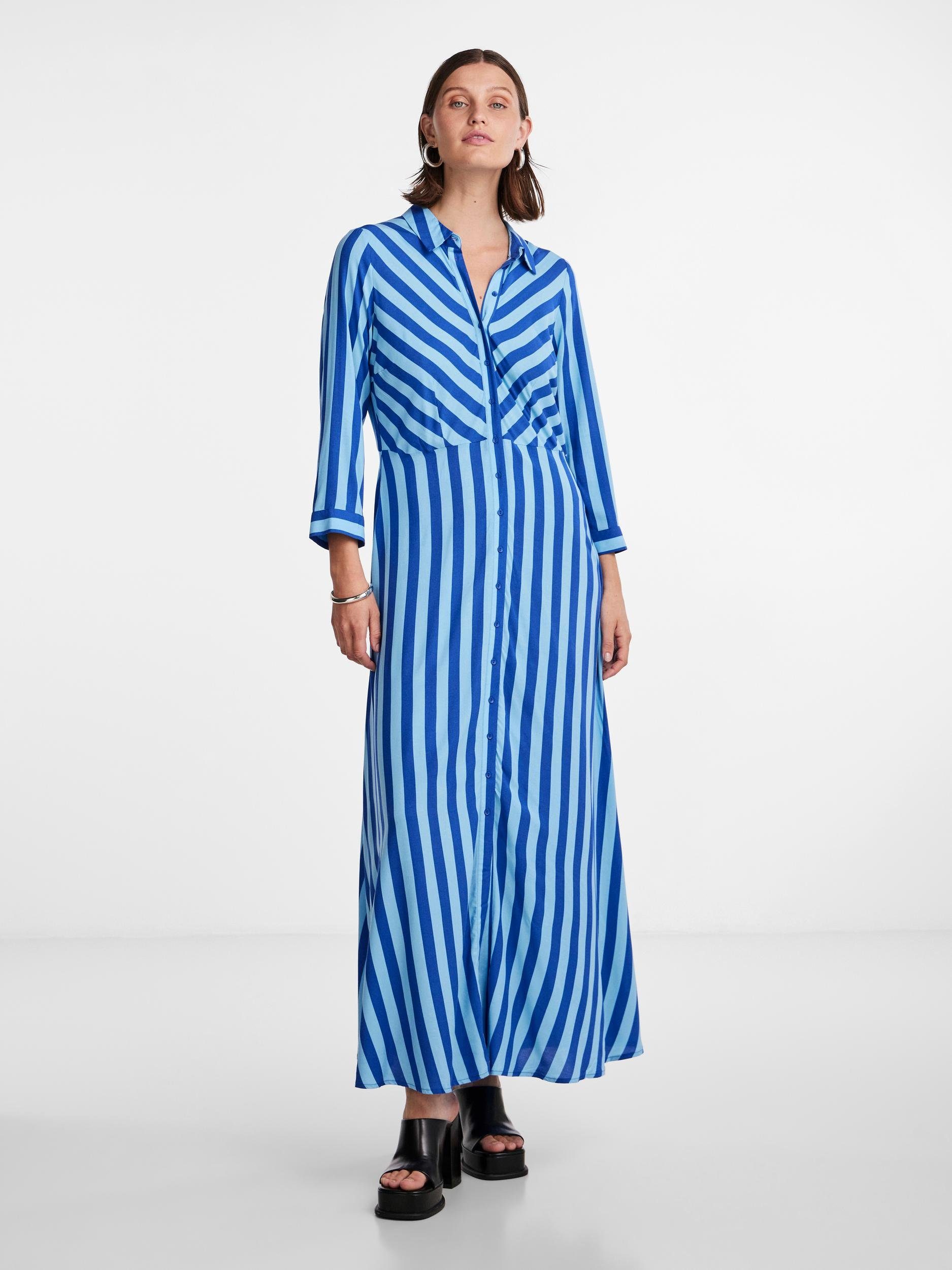 Y.A.S Hemdblusenkleid YASSAVANNA LONG SHIRT DRESS mit 3/4 Ärmel Surf The Web Stripes