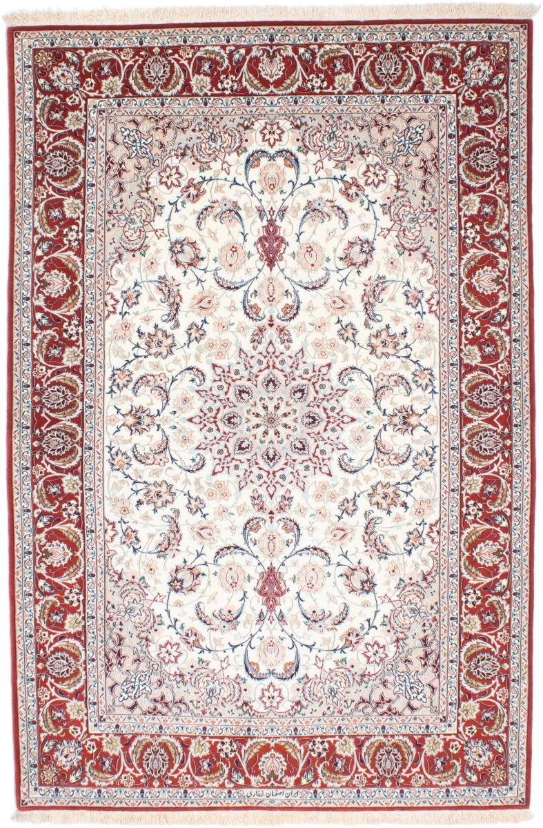 Orientteppich Isfahan Seidenkette 154x238 Handgeknüpfter Orientteppich, Nain Trading, rechteckig, Höhe: 6 mm