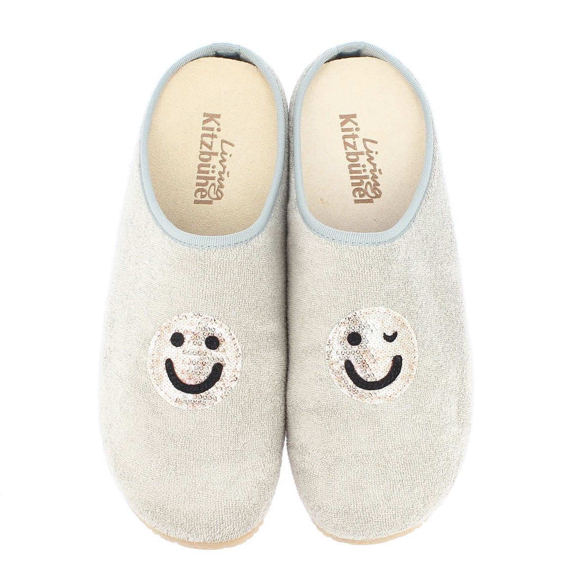 Living Kitzbühel Pantoffel Frottee Smiley (Baumwolle) sand/beige Damen Hausschuh