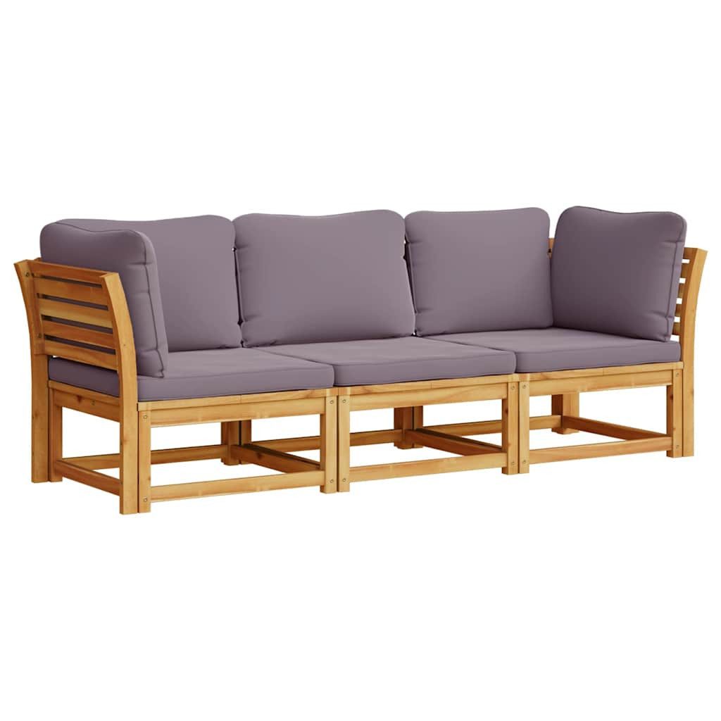 vidaXL Sofaelement 3-tlg. Garten-Lounge-Set mit Kissen Massivholz (1 St)