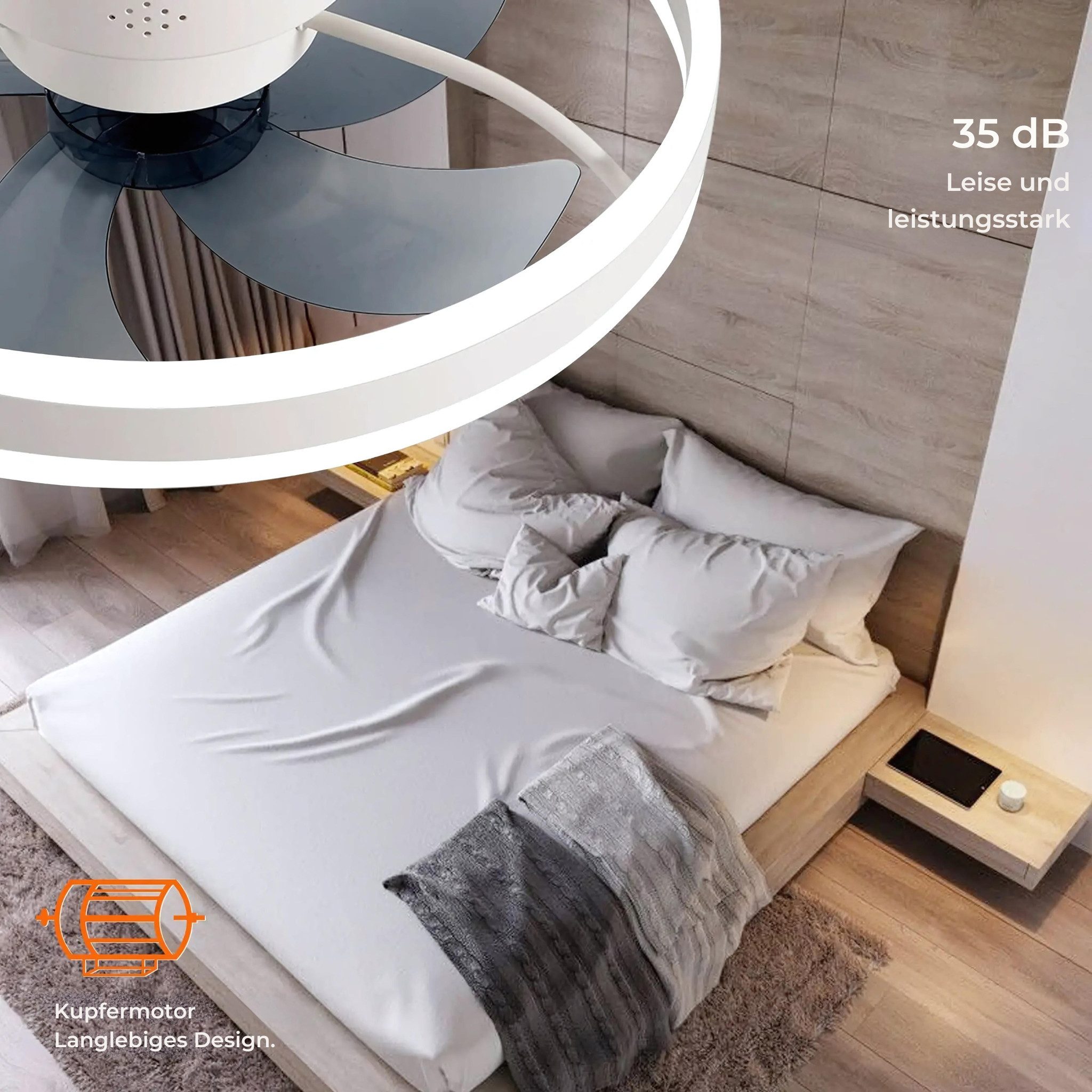 HS.SUPPLY Deckenventilator mit LED-Beleuchtung und Fernbedienung, günstig online kaufen