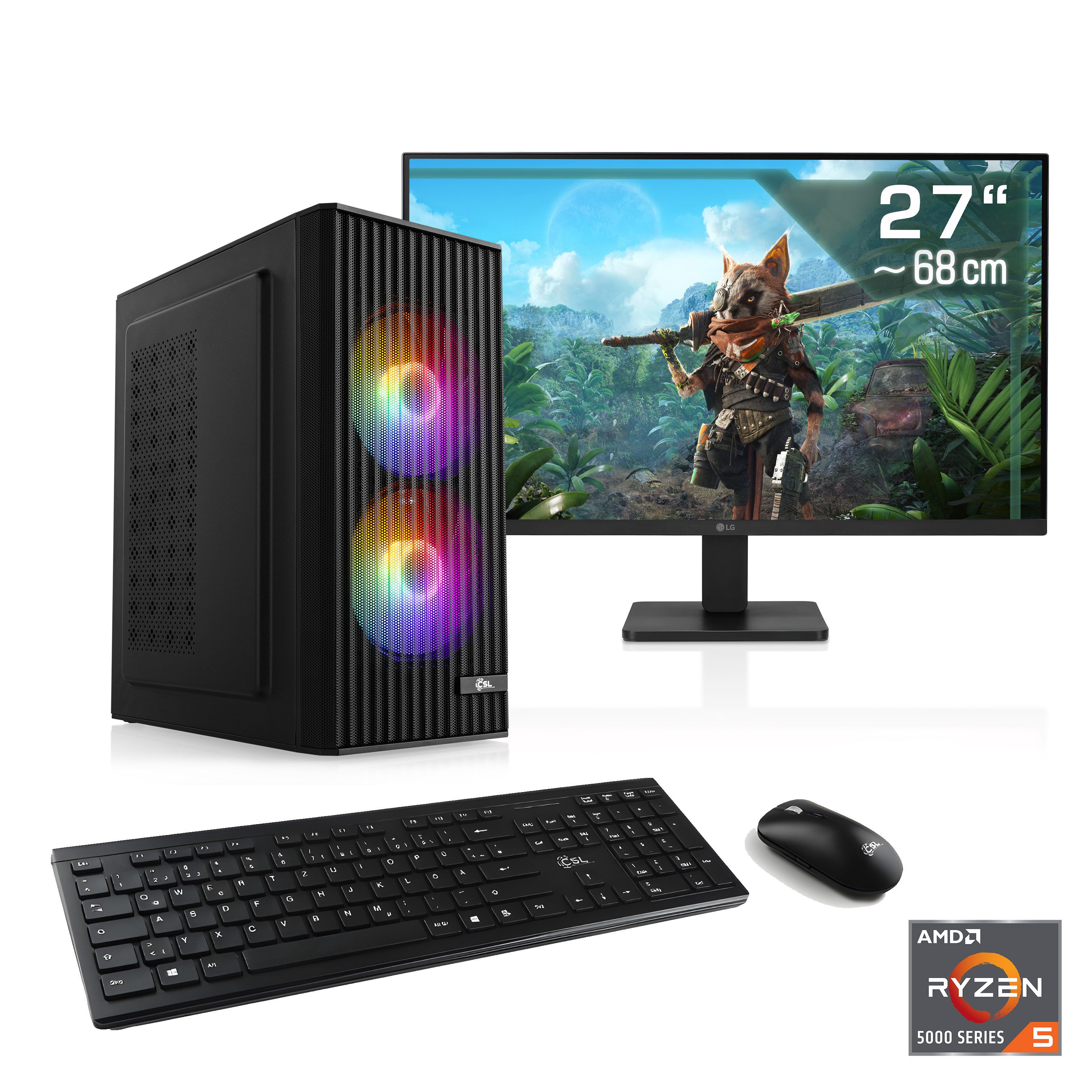 CSL Spectrum V25217 PC-Komplettsystem (27", AMD Ryzen 5 5600, GeForce RTX 4060, 32 GB RAM, 1000 GB SSD)