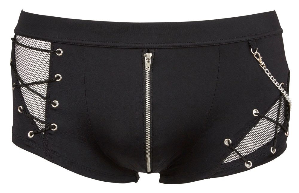 Svenjoyment Boxershorts Boxershorts mit Reißverschluss und transparentem Netz - schwarz (1-St) mit transparentem Netz