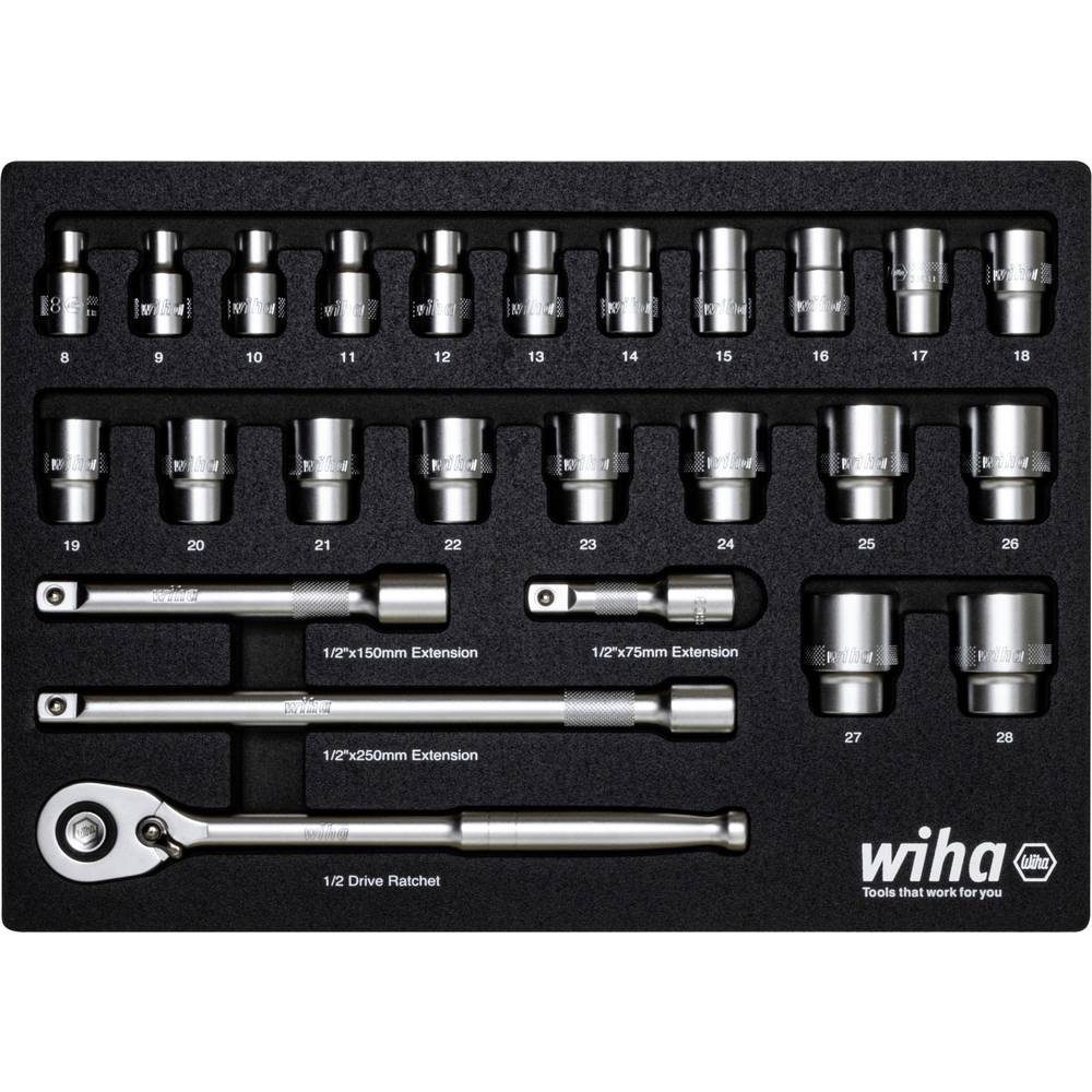 Wiha Bit- und Steckschlüsselset Ratschenschlüssel Set 1/2″ 25-tlg