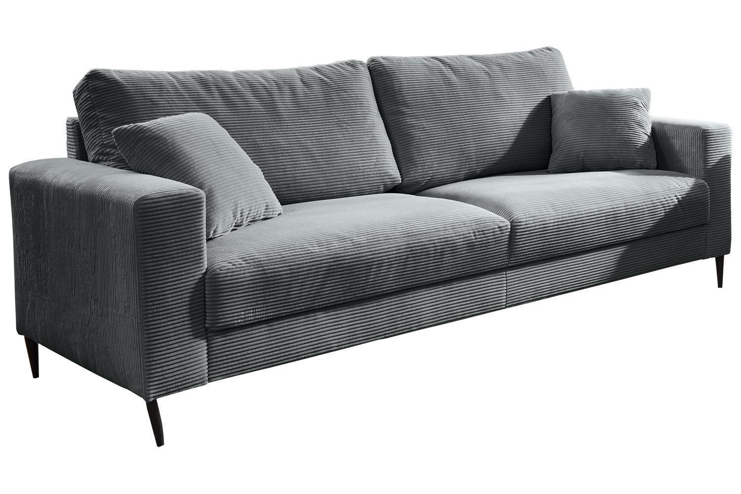 Iwaniccy 3-Sitzer BONO, Grau, Cordbezug, mit Kissen, B 214 x H 84 x T 94 cm