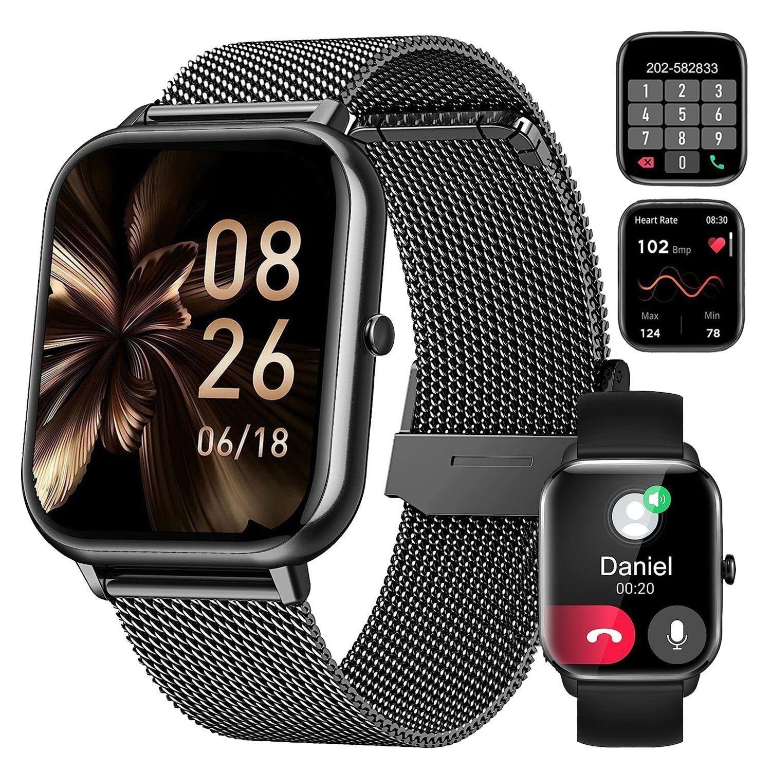 AOYATE Smartwatch, Damen Herren Smartwatch, Fitness Tracker Uhr Smartwatch (Fitnessuhr mit Telefonfunktion 1,69