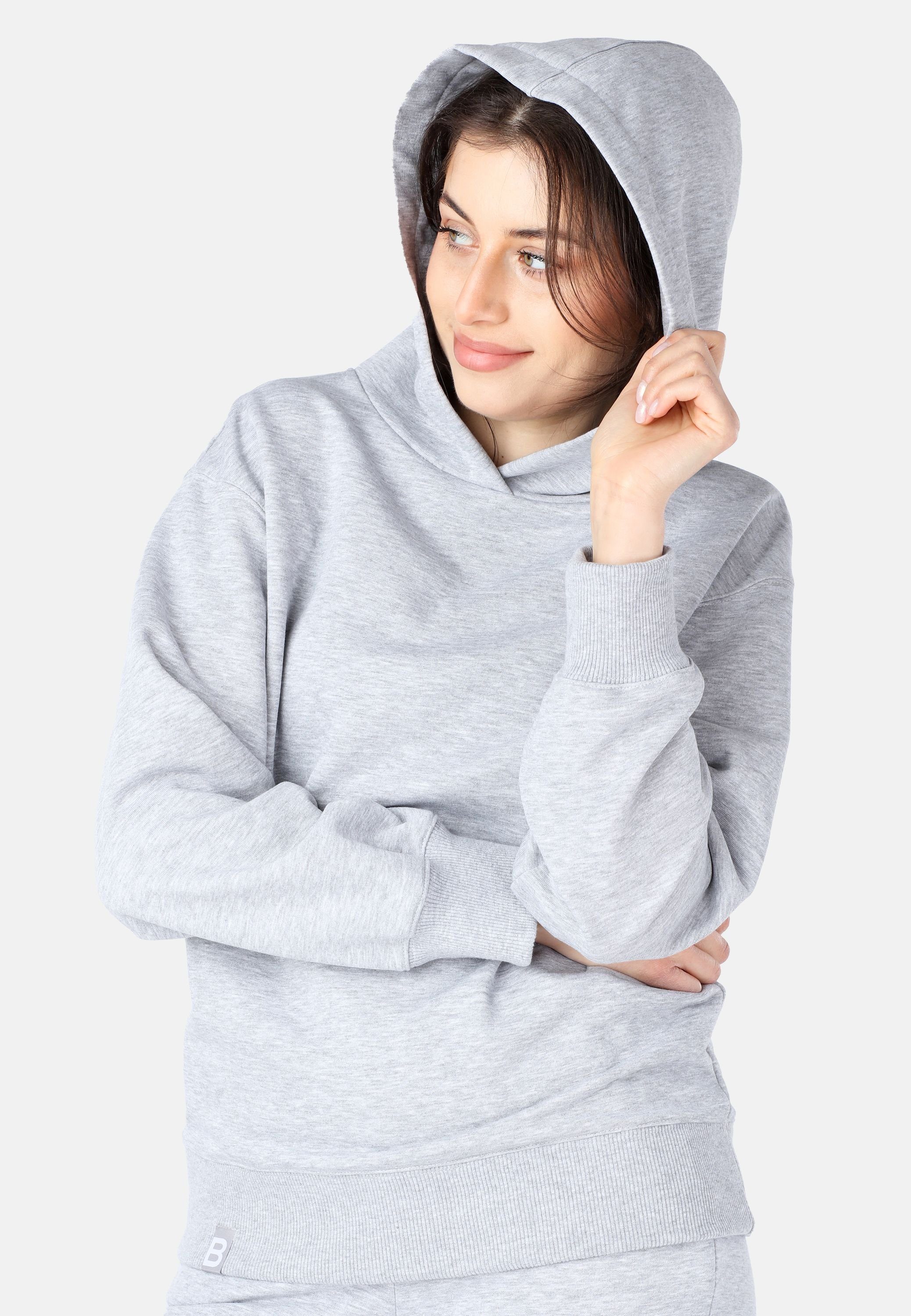 Melange Oberteil Damen Kapuzensweatshirt BLV210 lang Hoodie Bellivalini Pullover Kapuzenpullover Sportanzug