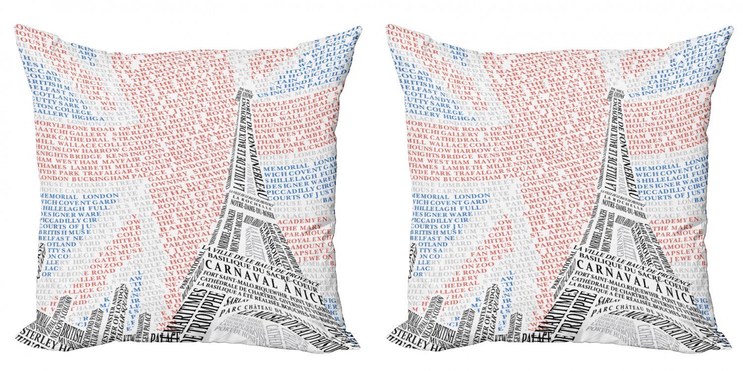 Kissenbezüge Modern Accent Doppelseitiger Digitaldruck, Abakuhaus (2 Stück), Paris Eiffelturm auf Union Jack