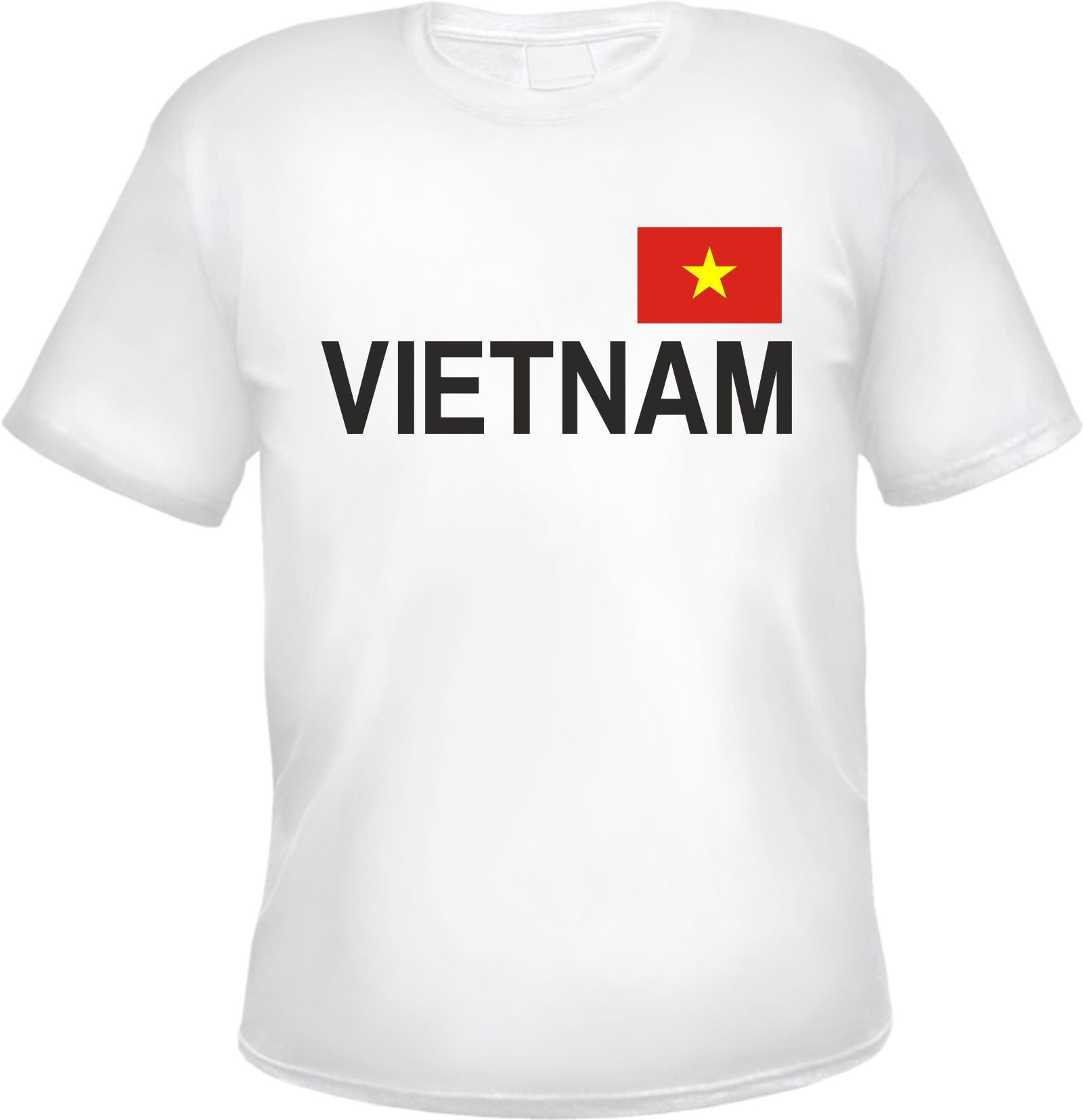 HB-Druck T-Shirt Vietnam Herren T-Shirt - Blockschrift mit Flagge - Tee Shirt aus 100% Baumwolle mit strapazierfähigem Aufdruck